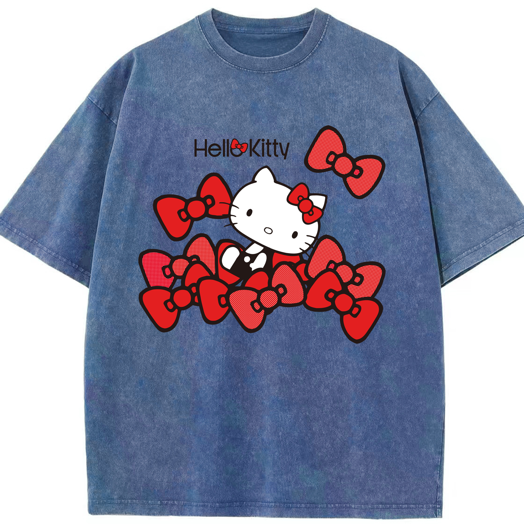 （画像用） Hello Kitty ハローキティ 綿100% ヴィンテージ風 半袖Tシャツ（フロントプリント）