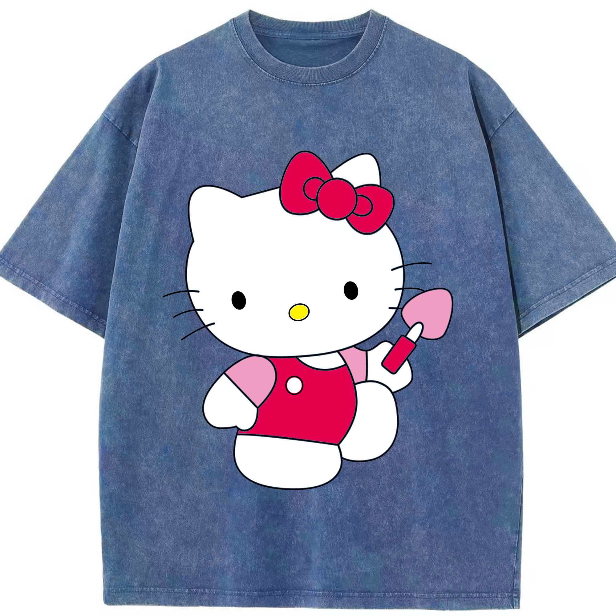 （画像用） Hello Kitty ハローキティ 綿100% ヴィンテージ風 半袖Tシャツ（フロントプリント）