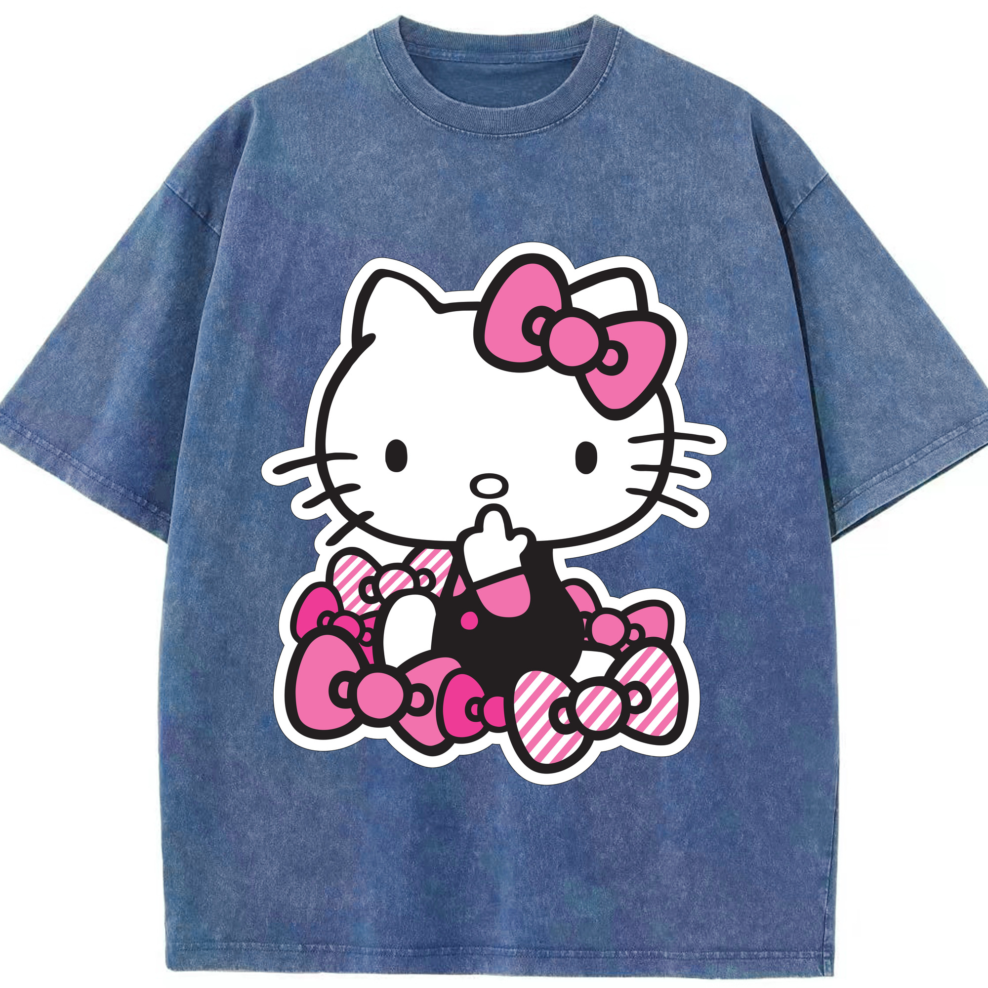 （画像用） Hello Kitty ハローキティ 綿100% ヴィンテージ風 半袖Tシャツ（フロントプリント）