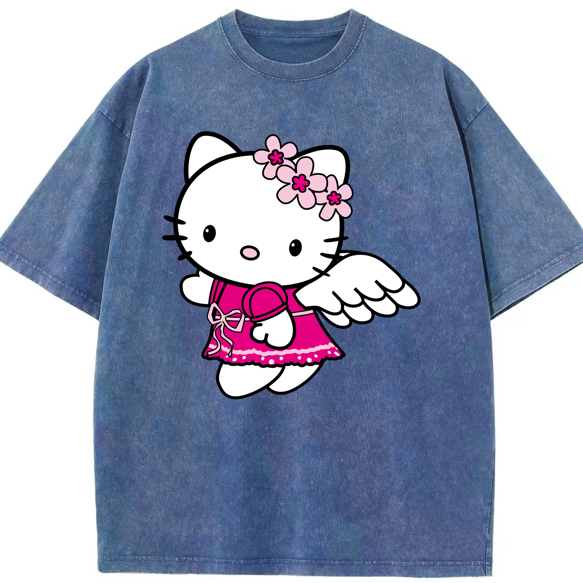 （画像用） Hello Kitty ハローキティ 綿100% ヴィンテージ風 半袖Tシャツ（フロントプリント）