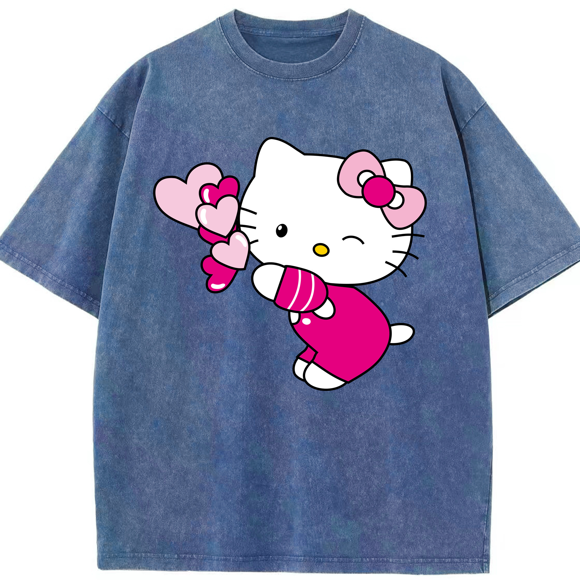 （画像用） Hello Kitty ハローキティ 綿100% ヴィンテージ風 半袖Tシャツ（フロントプリント）