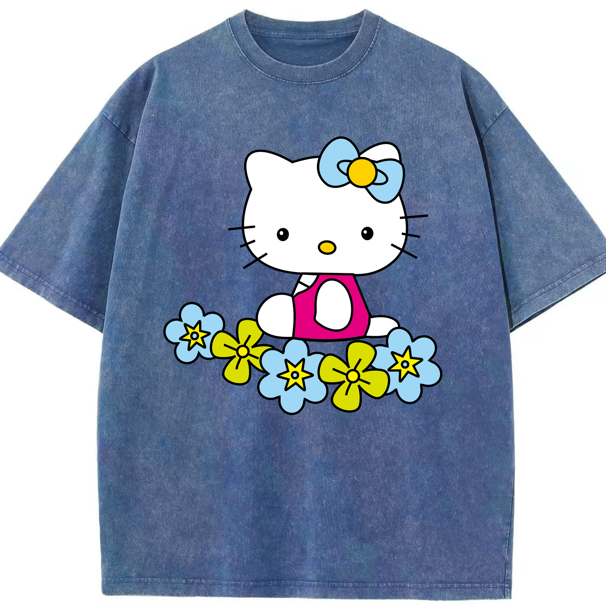 （画像用） Hello Kitty ハローキティ 綿100% ヴィンテージ風 半袖Tシャツ（フロントプリント）