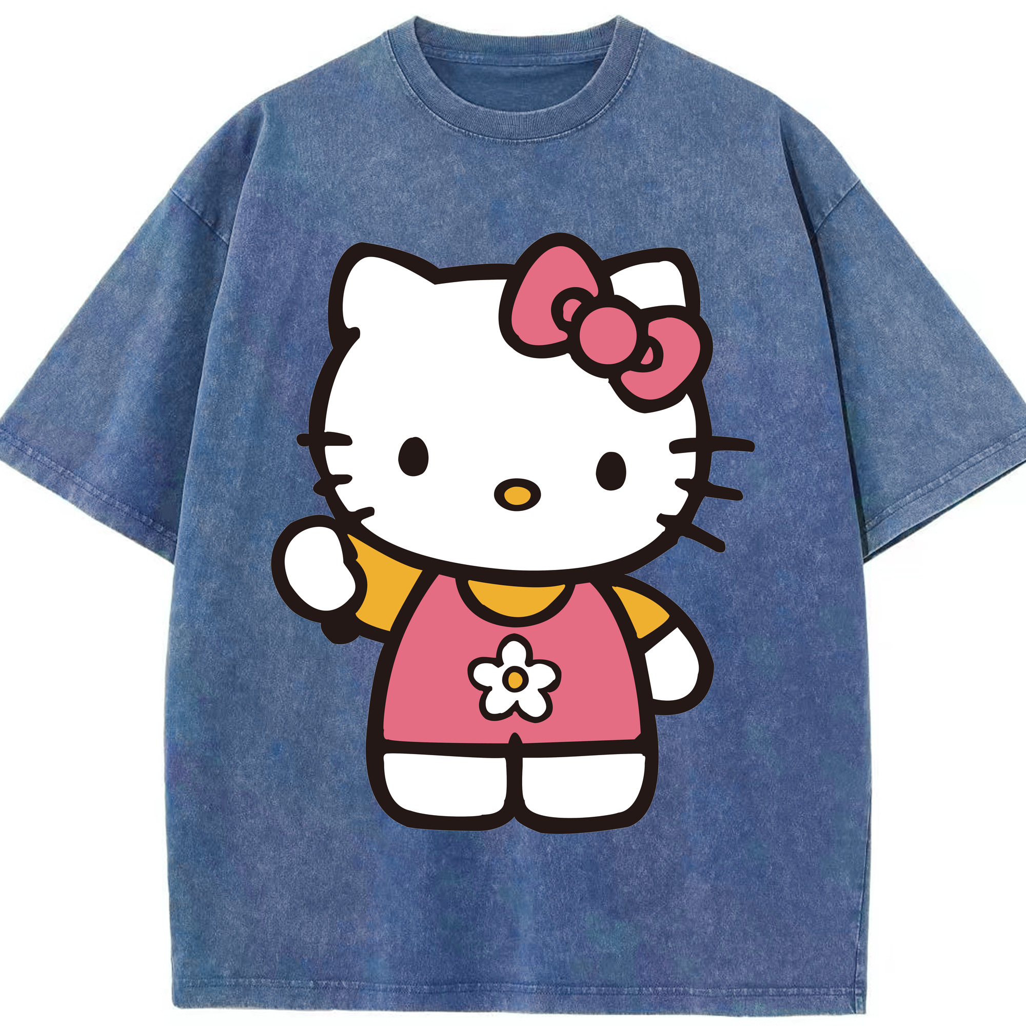 （画像用） Hello Kitty ハローキティ 綿100% ヴィンテージ風 半袖Tシャツ（フロントプリント）