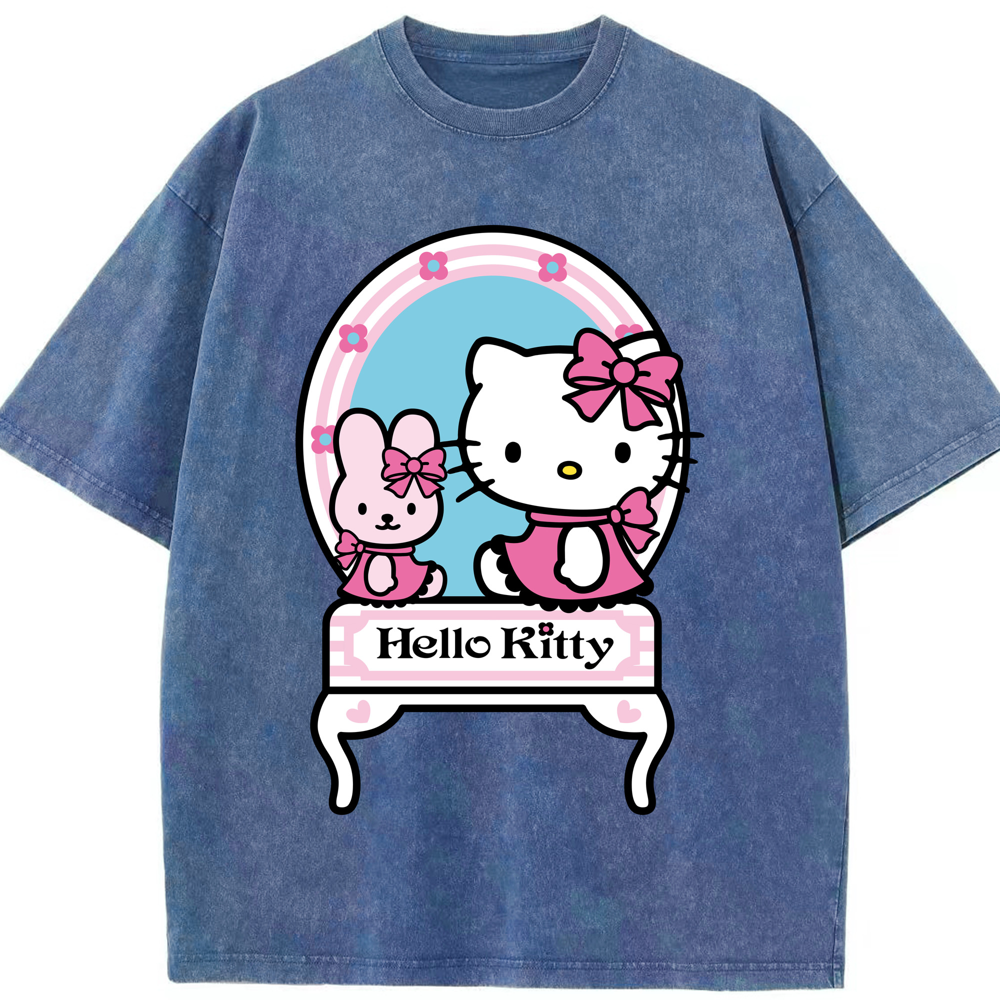 （画像用） Hello Kitty ハローキティ 綿100% ヴィンテージ風 半袖Tシャツ（フロントプリント）