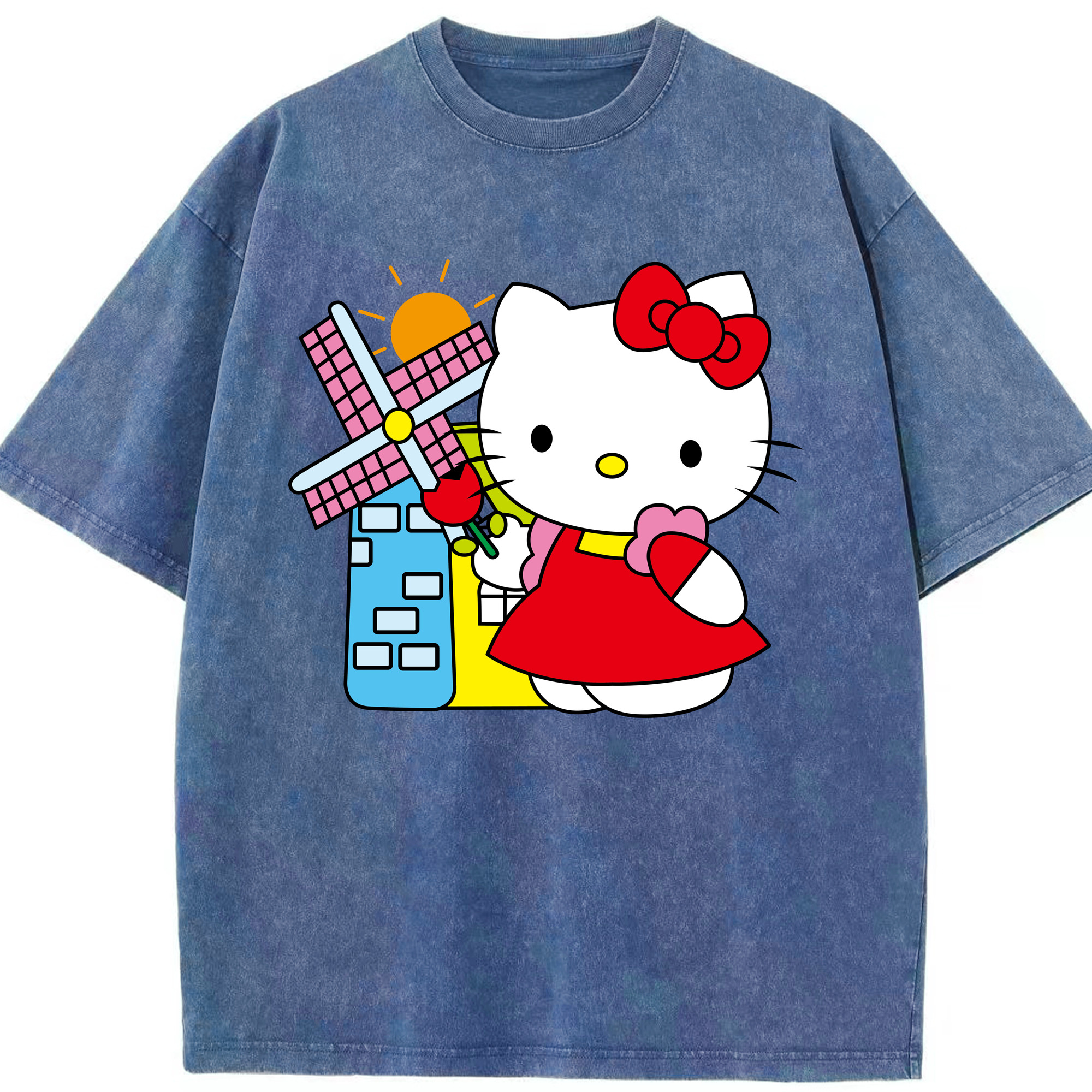 （画像用） Hello Kitty ハローキティ 綿100% ヴィンテージ風 半袖Tシャツ（フロントプリント）
