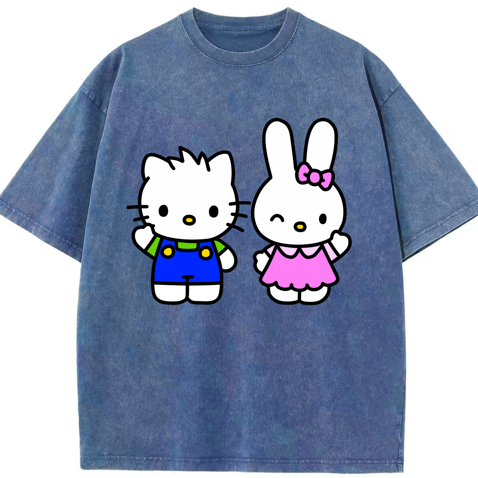 （画像用） Hello Kitty ハローキティ 綿100% ヴィンテージ風 半袖Tシャツ（フロントプリント）