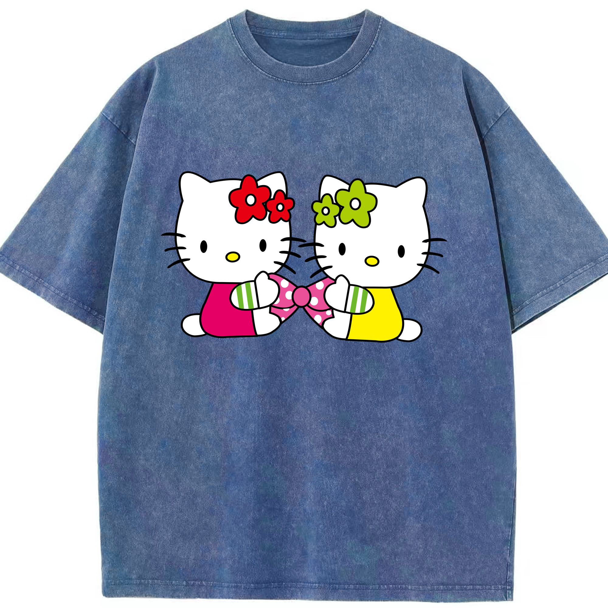 （画像用） Hello Kitty ハローキティ 綿100% ヴィンテージ風 半袖Tシャツ（フロントプリント）
