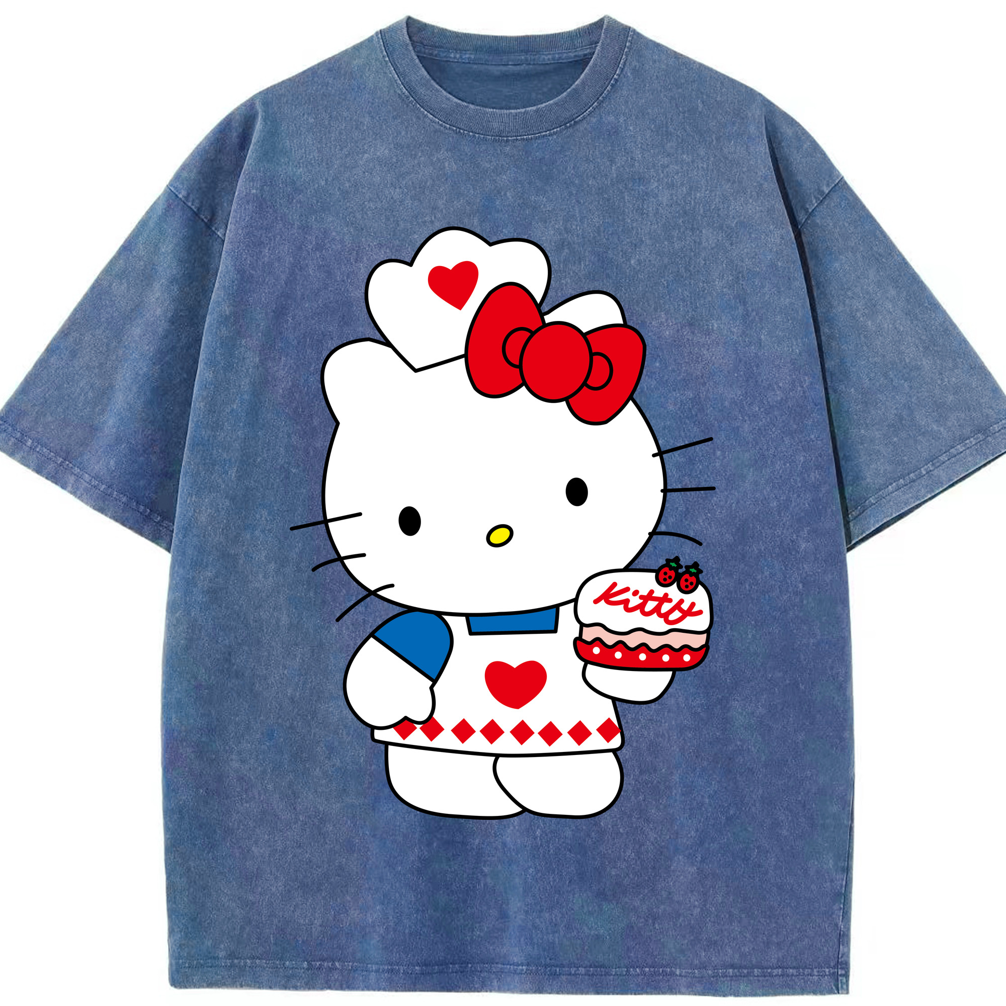 （画像用） Hello Kitty ハローキティ 綿100% ヴィンテージ風 半袖Tシャツ（フロントプリント）