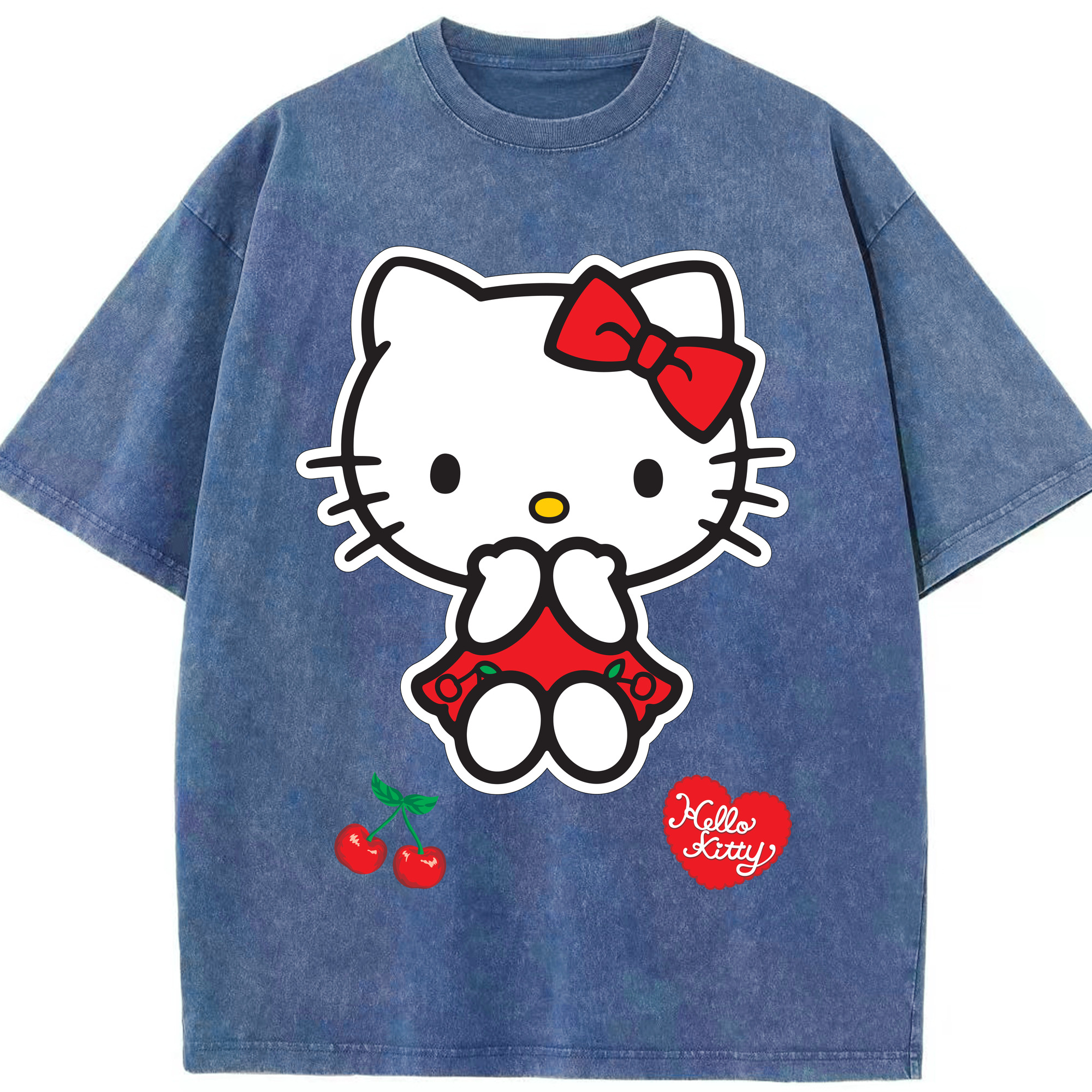 （画像用） Hello Kitty ハローキティ 綿100% ヴィンテージ風 半袖Tシャツ（フロントプリント）
