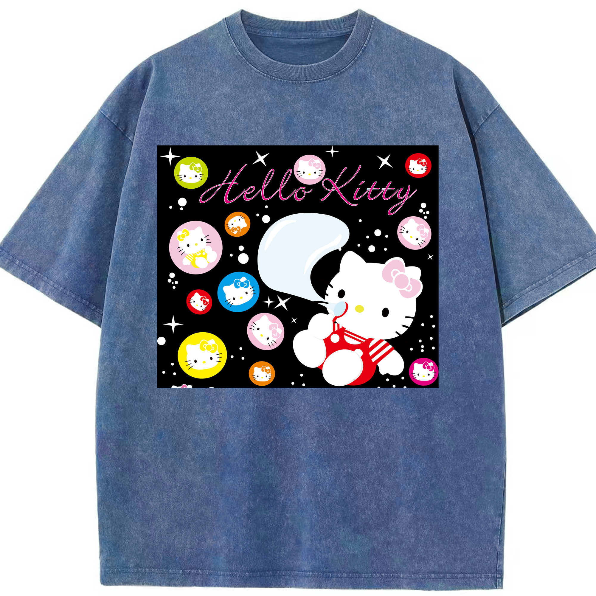 （画像用） Hello Kitty ハローキティ 綿100% ヴィンテージ風 半袖Tシャツ（フロントプリント）