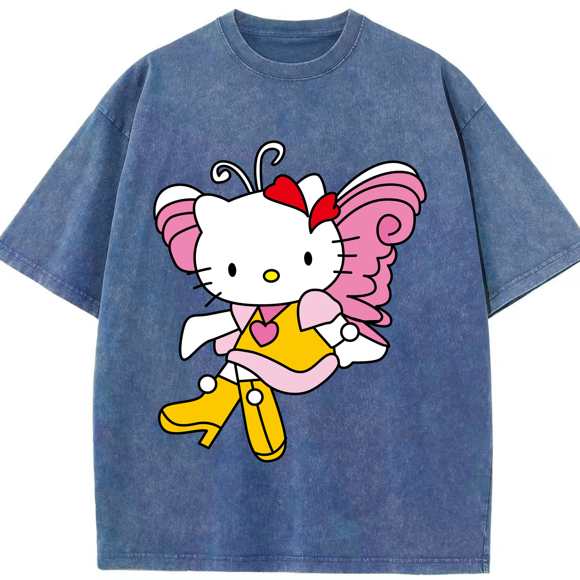 （画像用） Hello Kitty ハローキティ 綿100% ヴィンテージ風 半袖Tシャツ（フロントプリント）