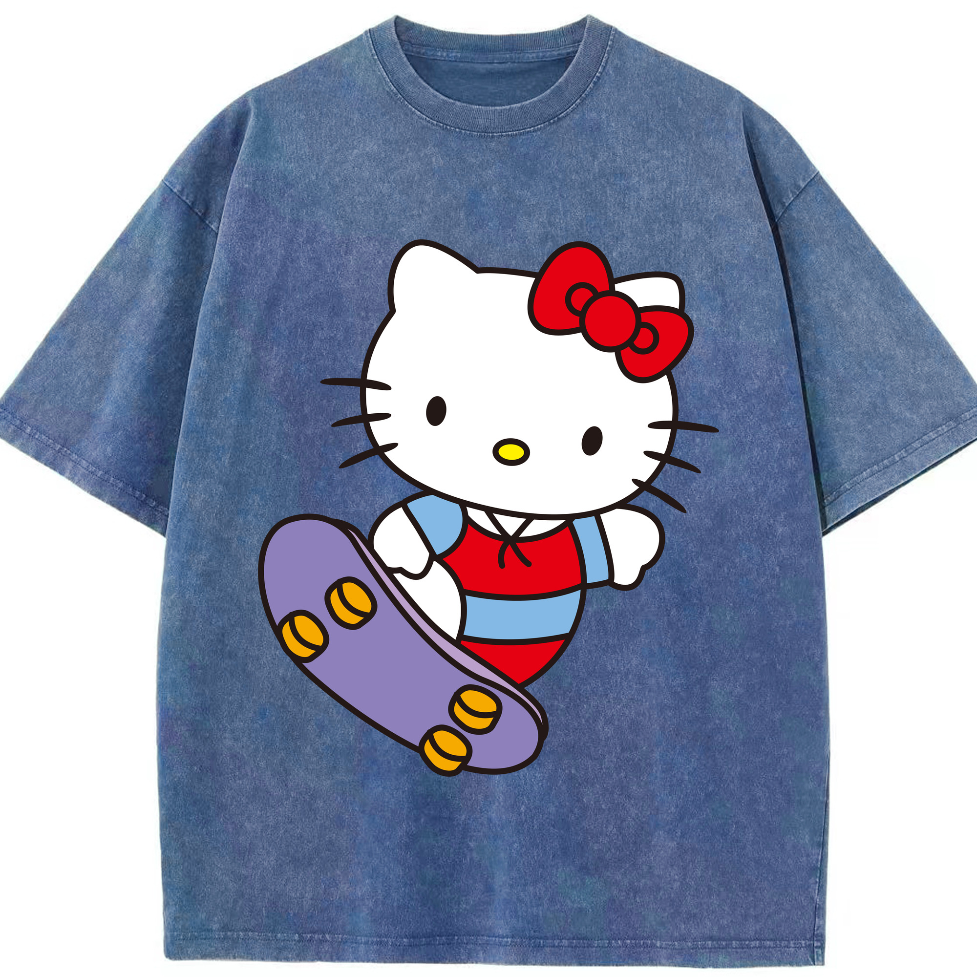 （画像用） Hello Kitty ハローキティ 綿100% ヴィンテージ風 半袖Tシャツ（フロントプリント）
