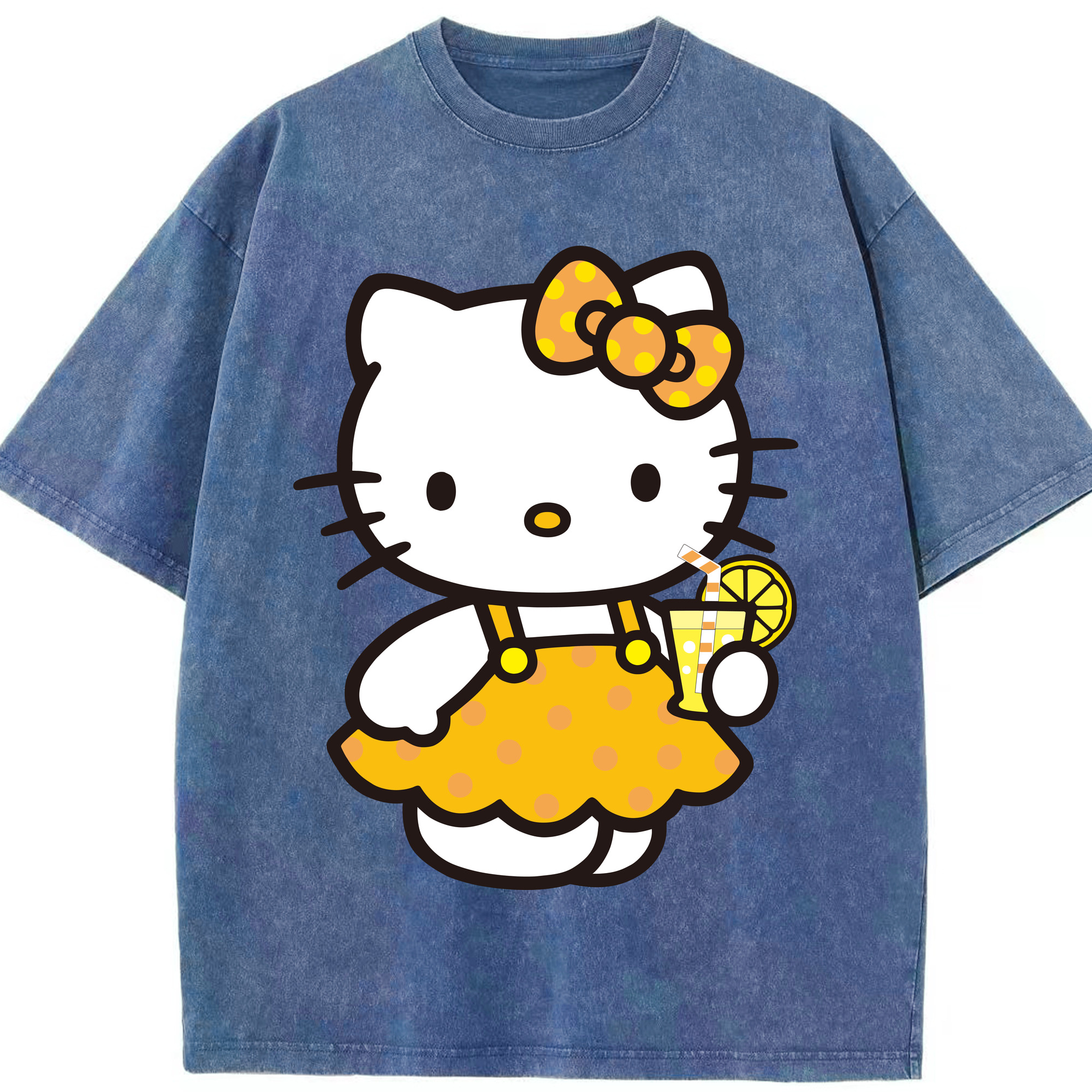 （画像用） Hello Kitty ハローキティ 綿100% ヴィンテージ風 半袖Tシャツ（フロントプリント）