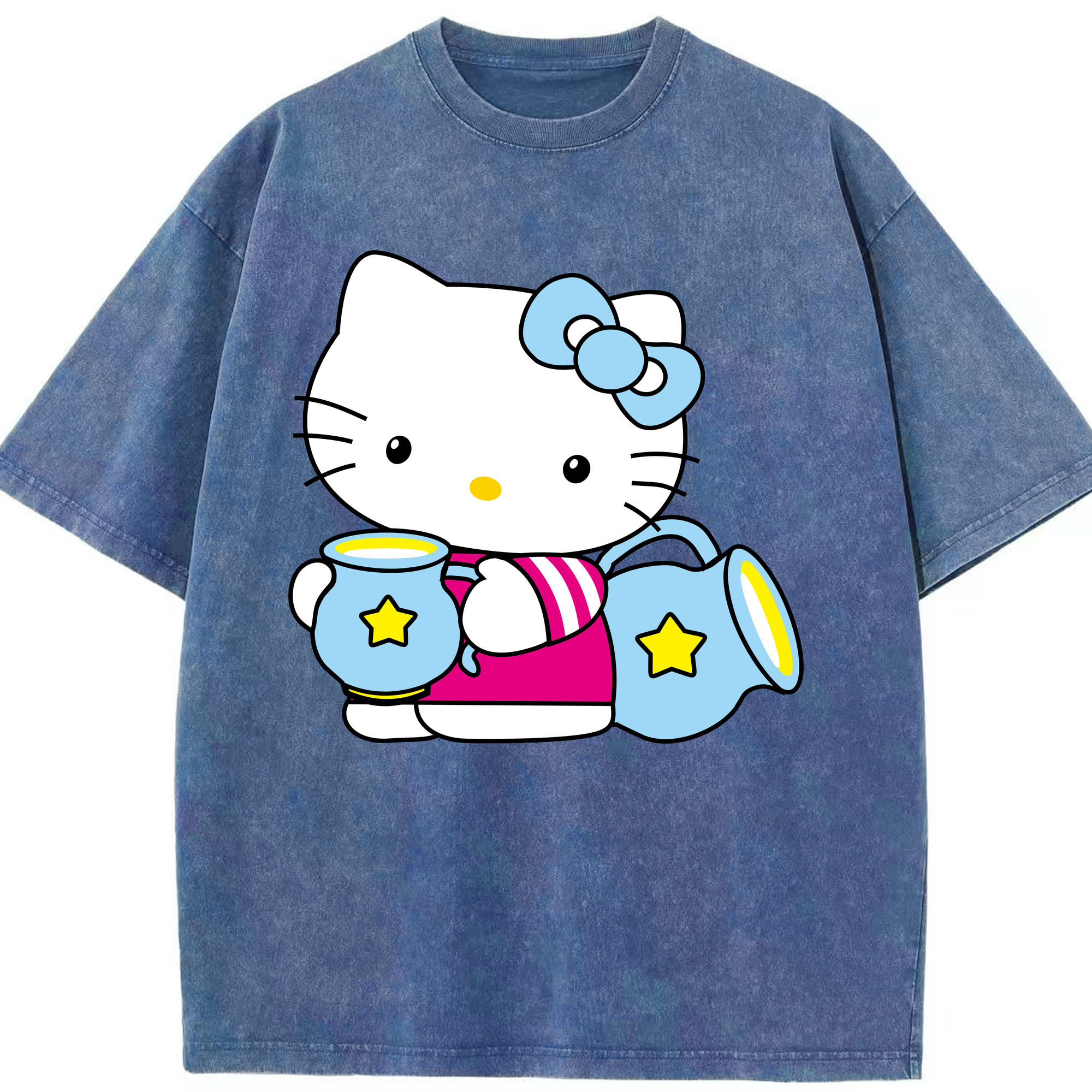 （画像用） Hello Kitty ハローキティ 綿100% ヴィンテージ風 半袖Tシャツ（フロントプリント）