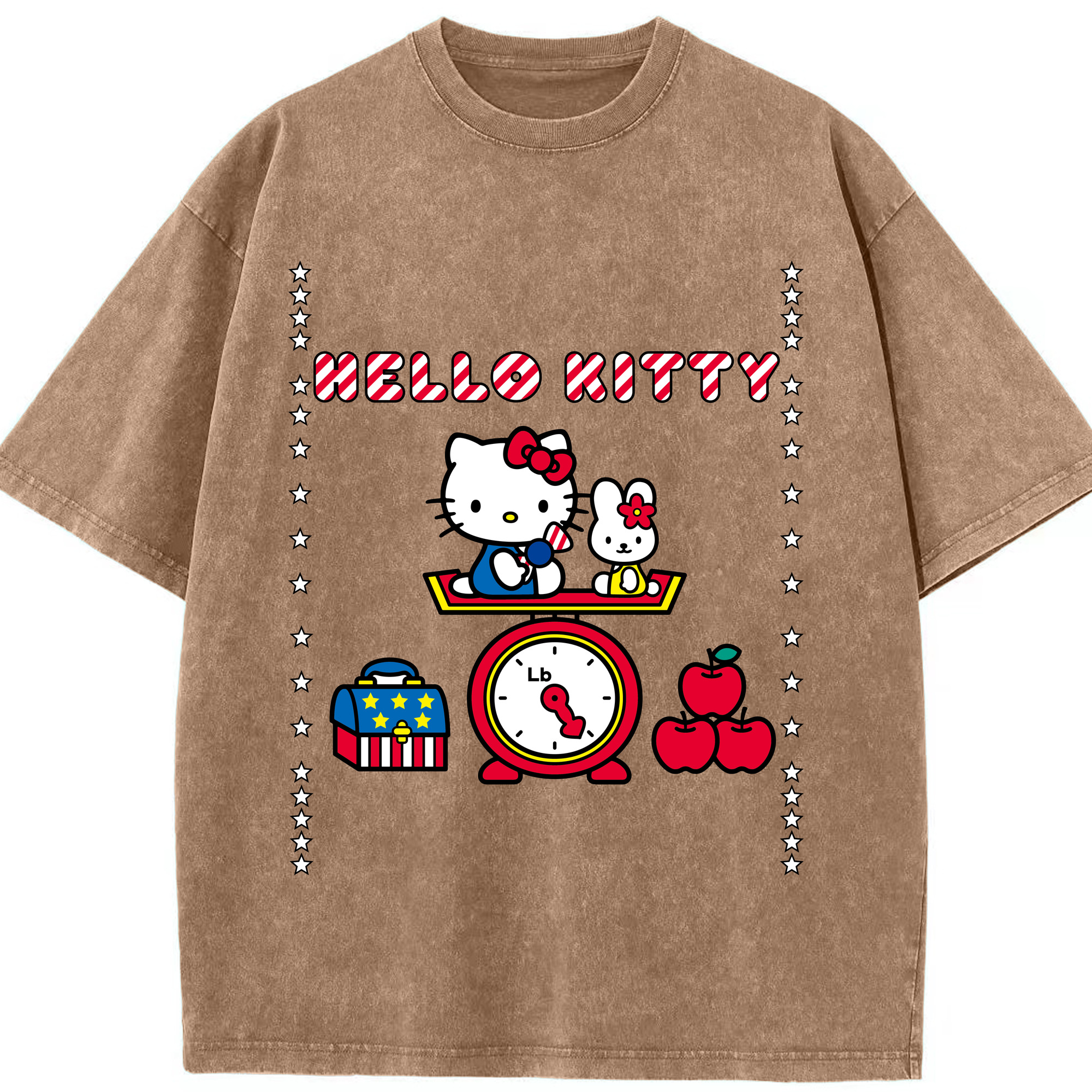 （画像用） Hello Kitty ハローキティ 綿100% ヴィンテージ風 半袖Tシャツ（フロントプリント）
