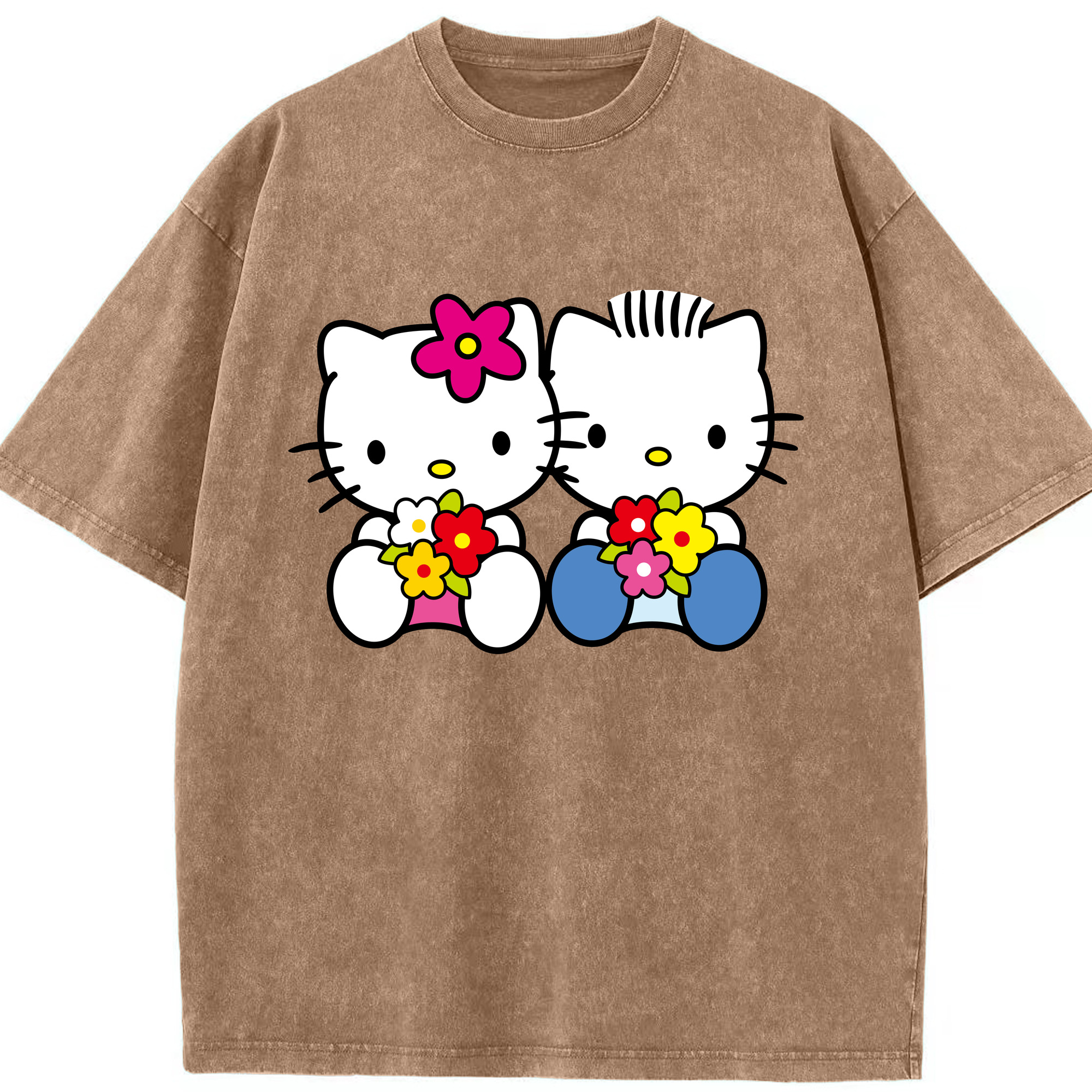 （画像用） Hello Kitty ハローキティ 綿100% ヴィンテージ風 半袖Tシャツ（フロントプリント）