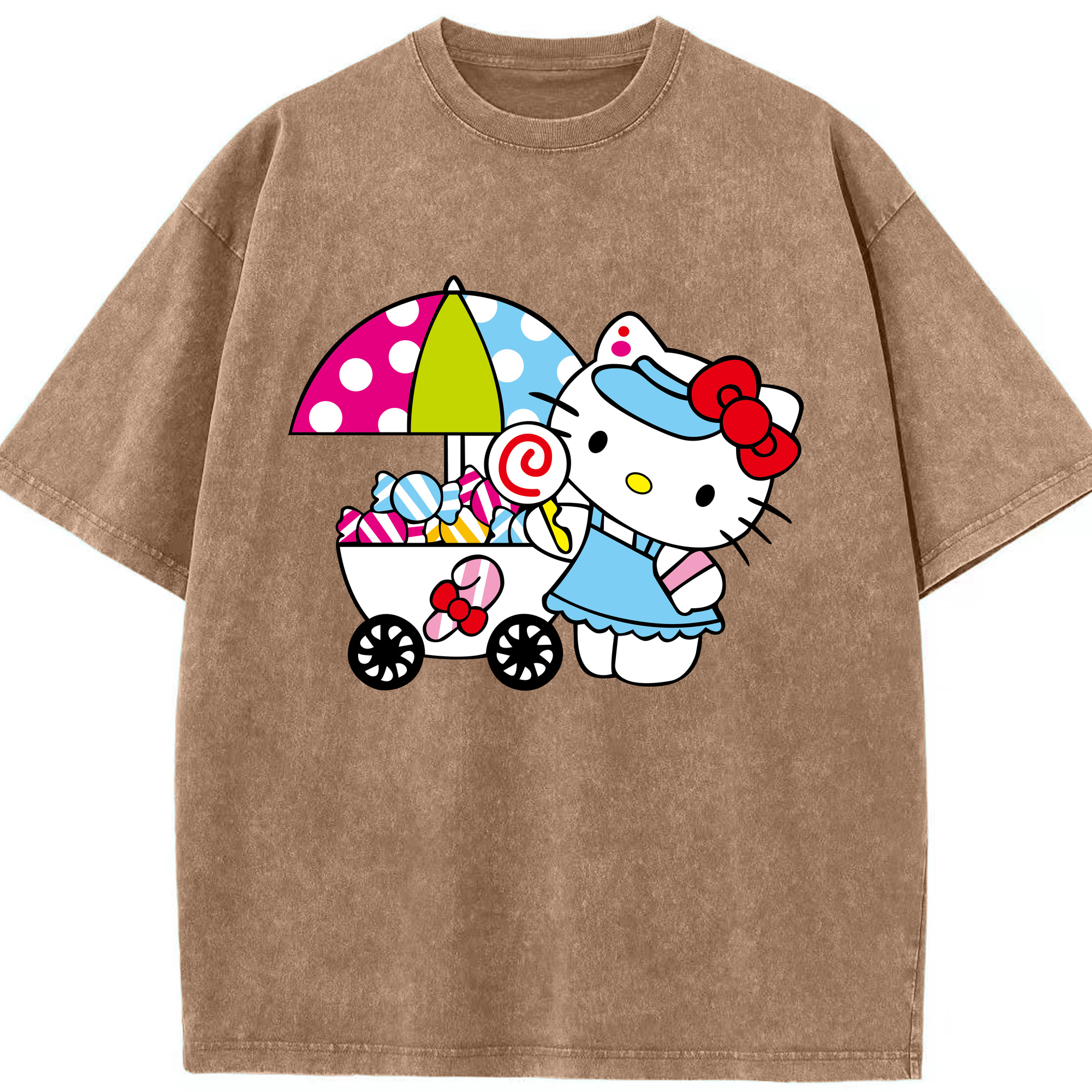 （画像用） Hello Kitty ハローキティ 綿100% ヴィンテージ風 半袖Tシャツ（フロントプリント）