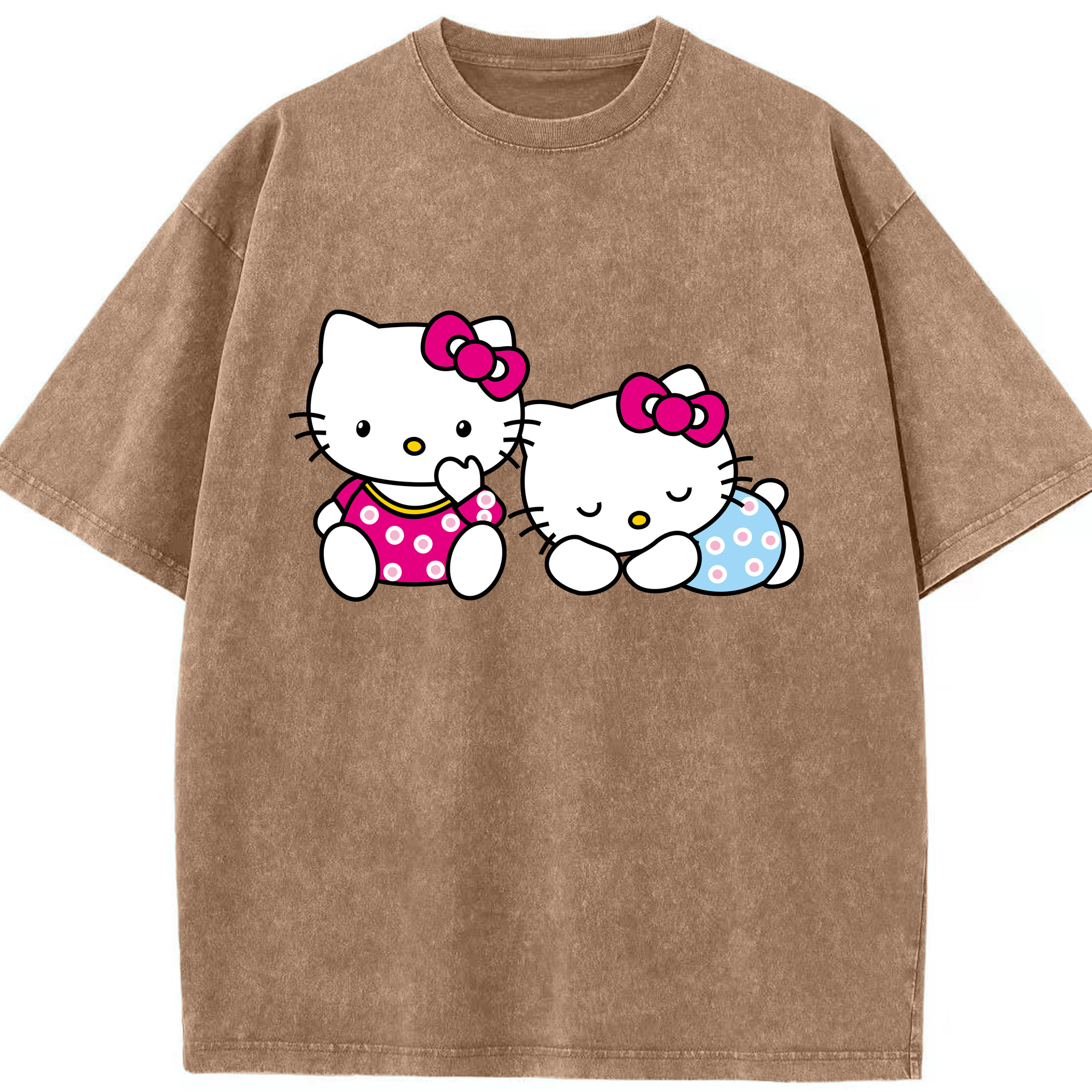 （画像用） Hello Kitty ハローキティ 綿100% ヴィンテージ風 半袖Tシャツ（フロントプリント）