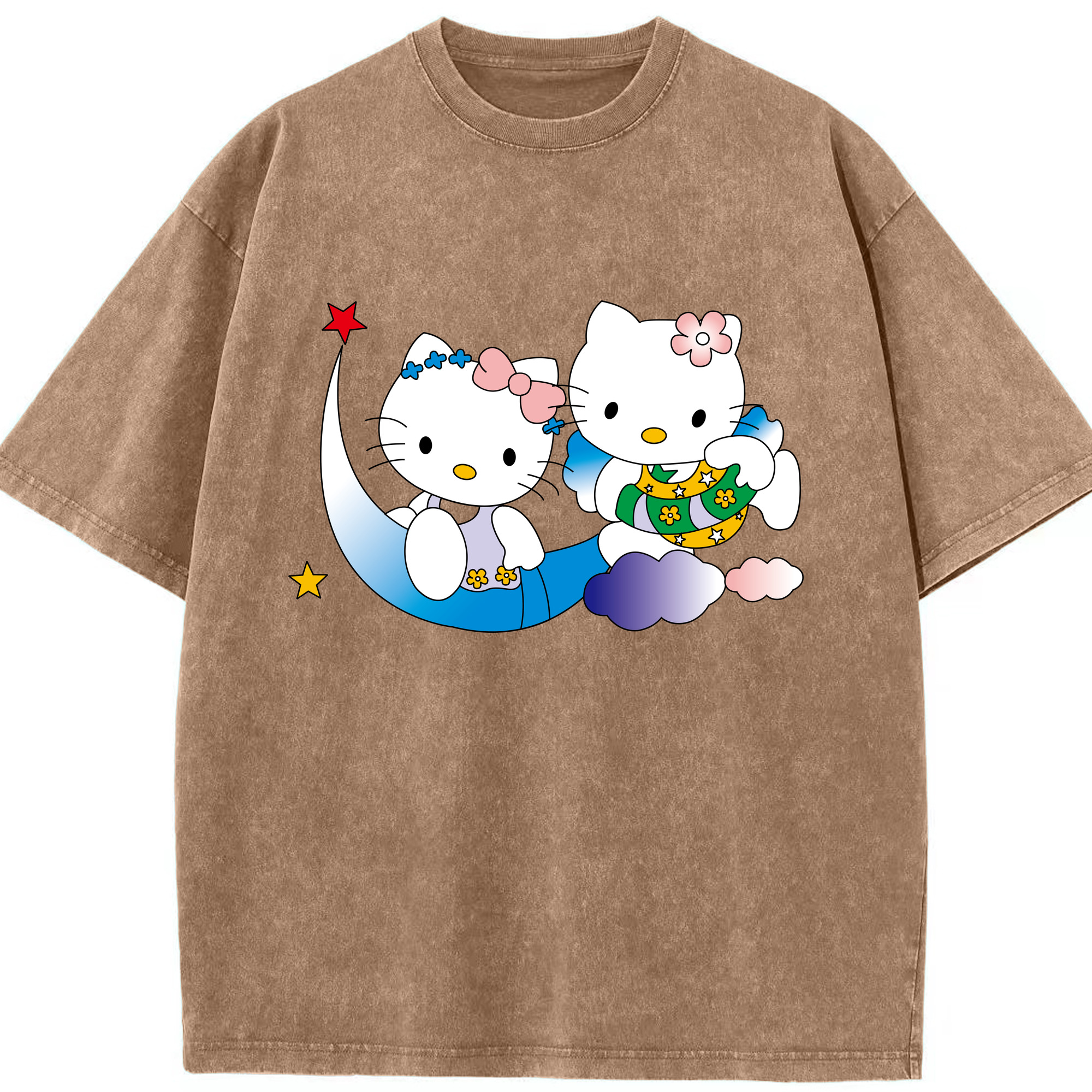 （画像用） Hello Kitty ハローキティ 綿100% ヴィンテージ風 半袖Tシャツ（フロントプリント）