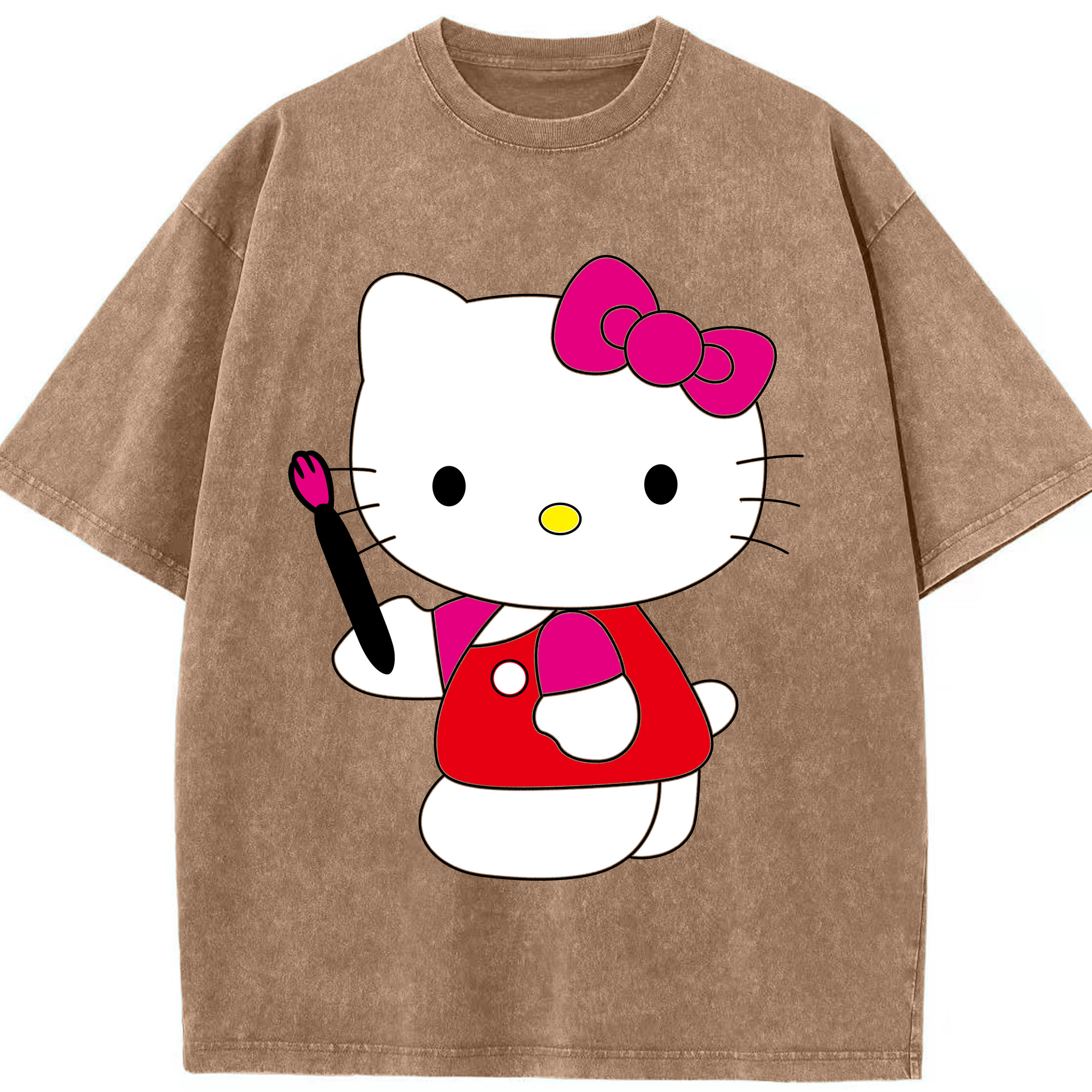 （画像用） Hello Kitty ハローキティ 綿100% ヴィンテージ風 半袖Tシャツ（フロントプリント）