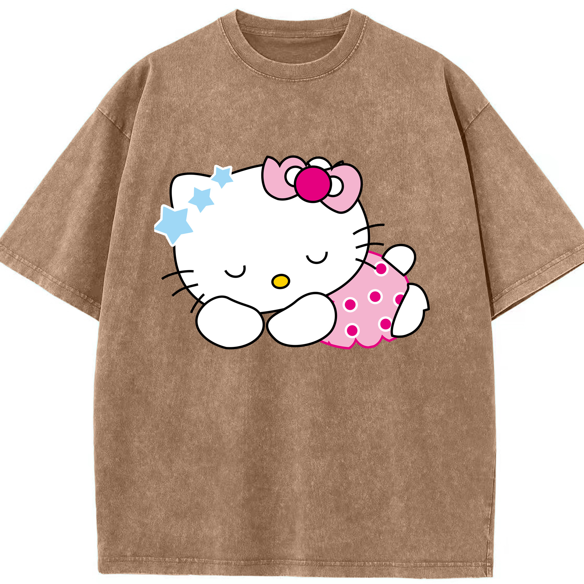 （画像用） Hello Kitty ハローキティ 綿100% ヴィンテージ風 半袖Tシャツ（フロントプリント）