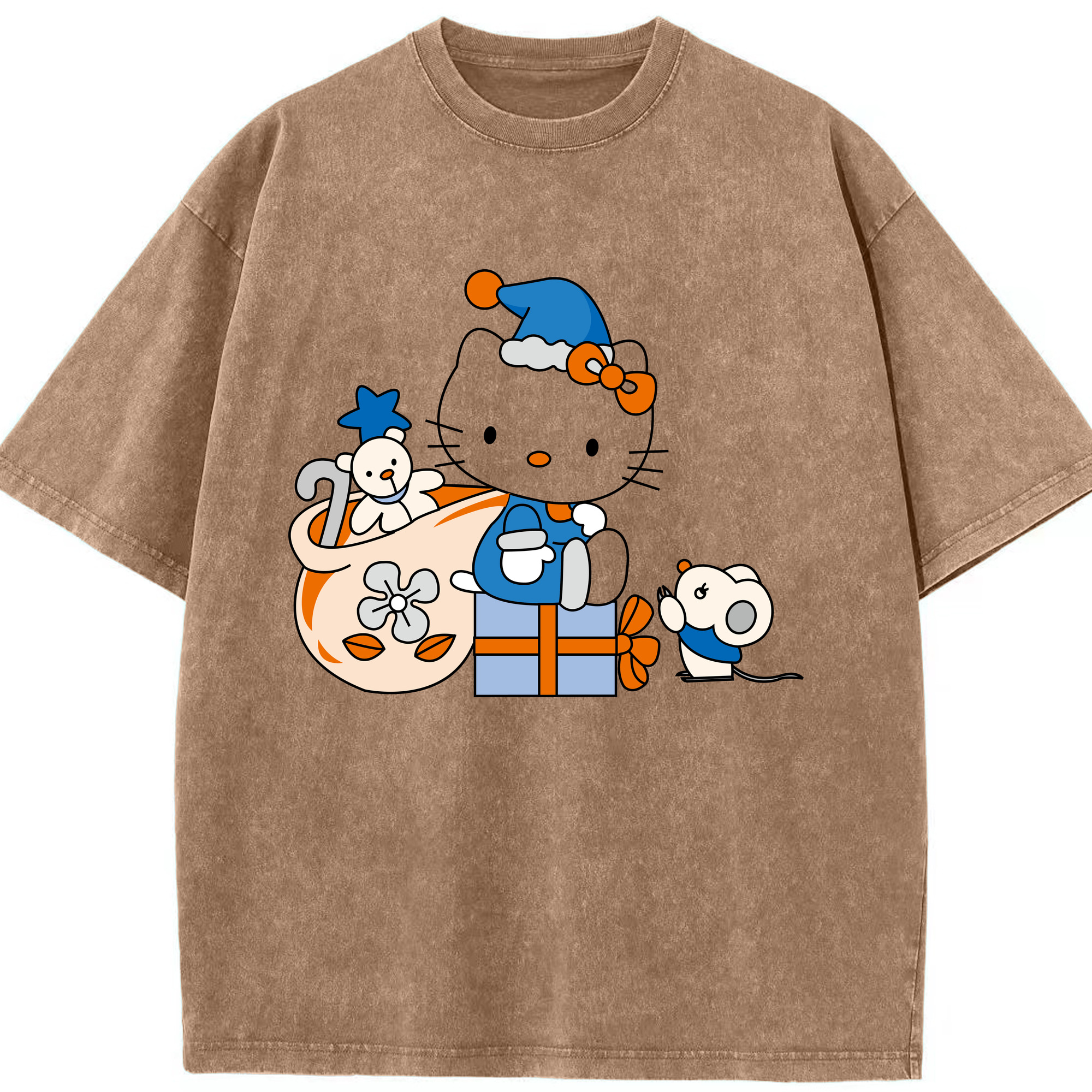 （画像用） Hello Kitty ハローキティ 綿100% ヴィンテージ風 半袖Tシャツ（フロントプリント）