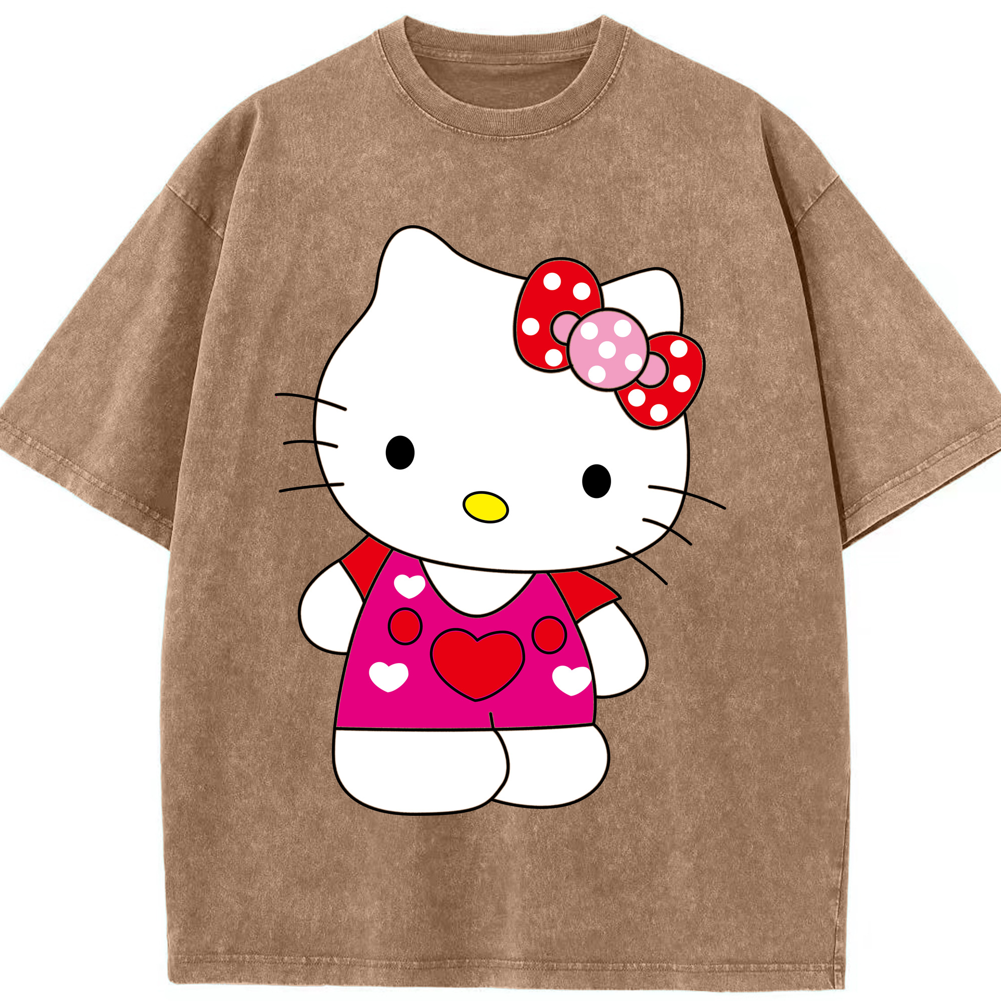 （画像用） Hello Kitty ハローキティ 綿100% ヴィンテージ風 半袖Tシャツ（フロントプリント）