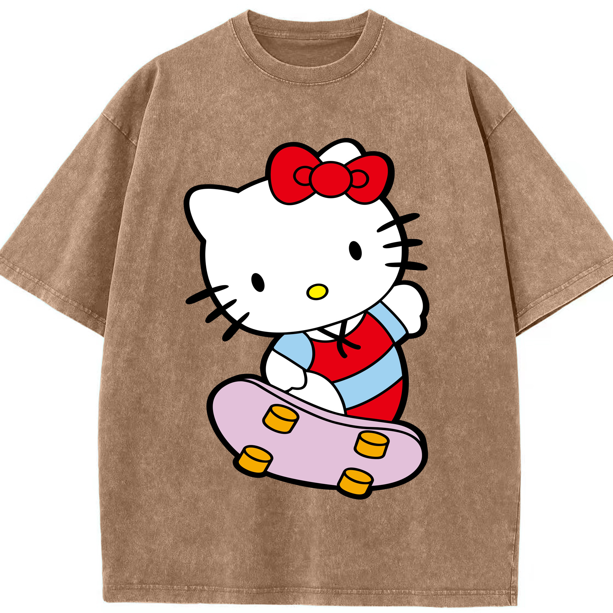 （画像用） Hello Kitty ハローキティ 綿100% ヴィンテージ風 半袖Tシャツ（フロントプリント）