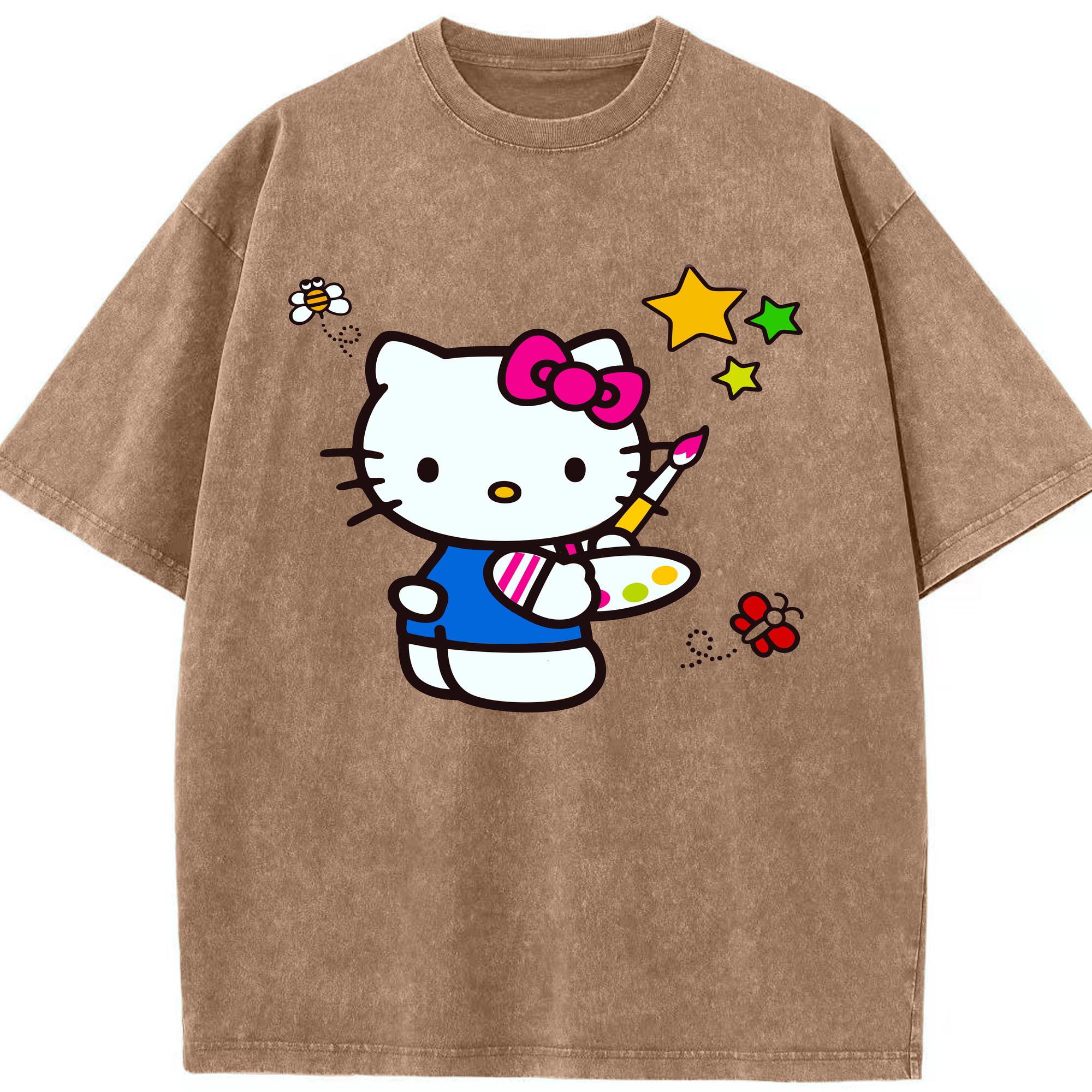 （画像用） Hello Kitty ハローキティ 綿100% ヴィンテージ風 半袖Tシャツ（フロントプリント）