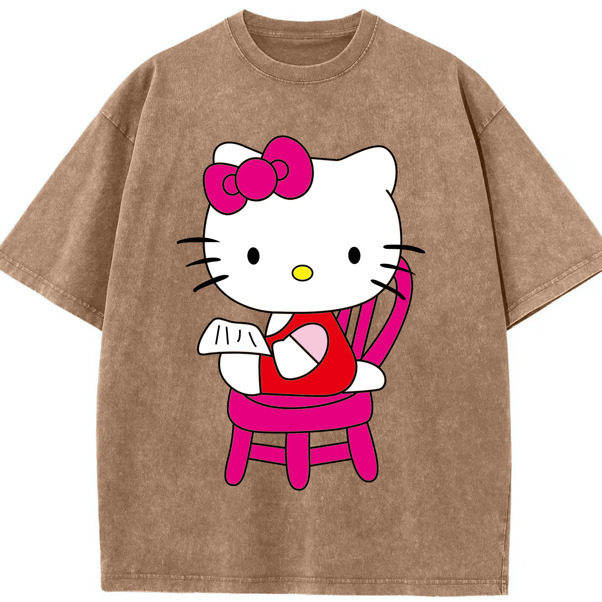 （画像用） Hello Kitty ハローキティ 綿100% ヴィンテージ風 半袖Tシャツ（フロントプリント）