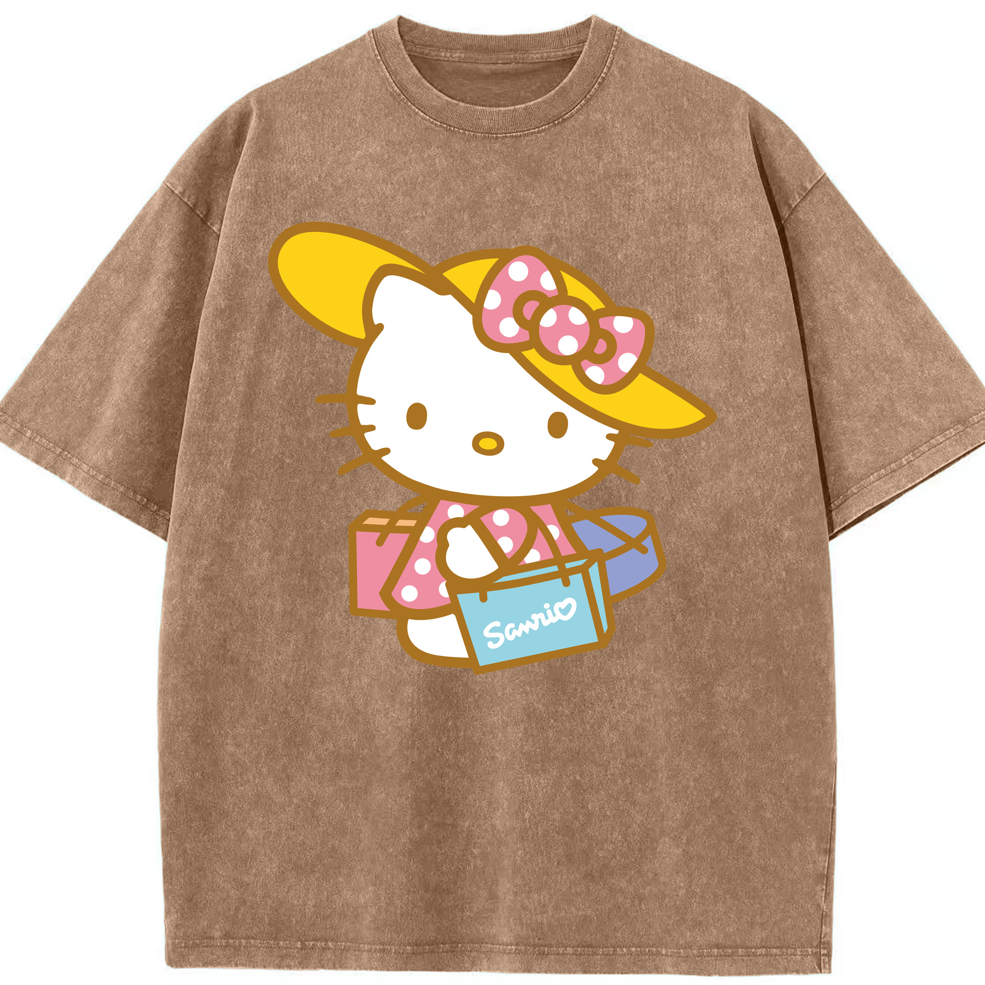 （画像用） Hello Kitty ハローキティ 綿100% ヴィンテージ風 半袖Tシャツ（フロントプリント）
