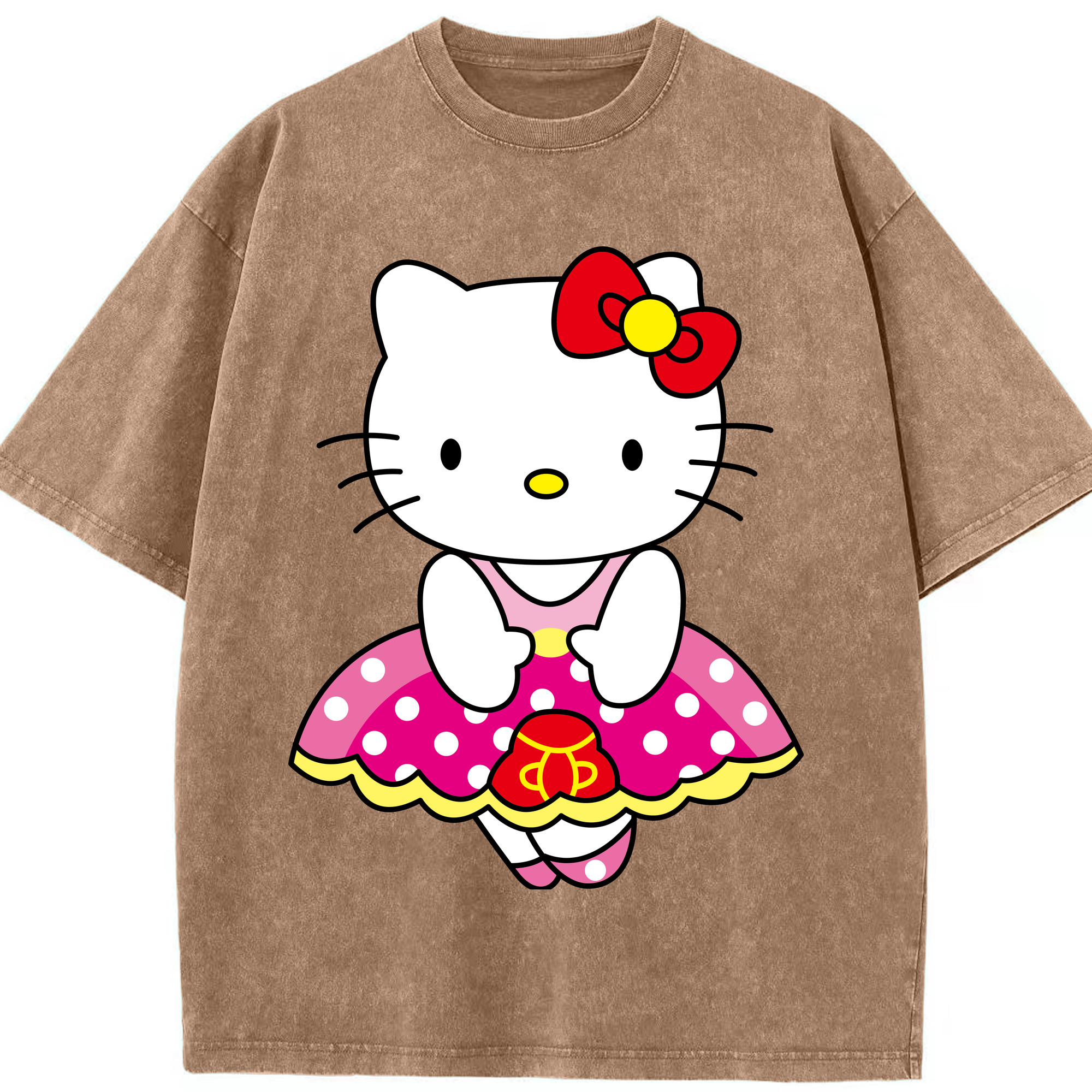 （画像用） Hello Kitty ハローキティ 綿100% ヴィンテージ風 半袖Tシャツ（フロントプリント）
