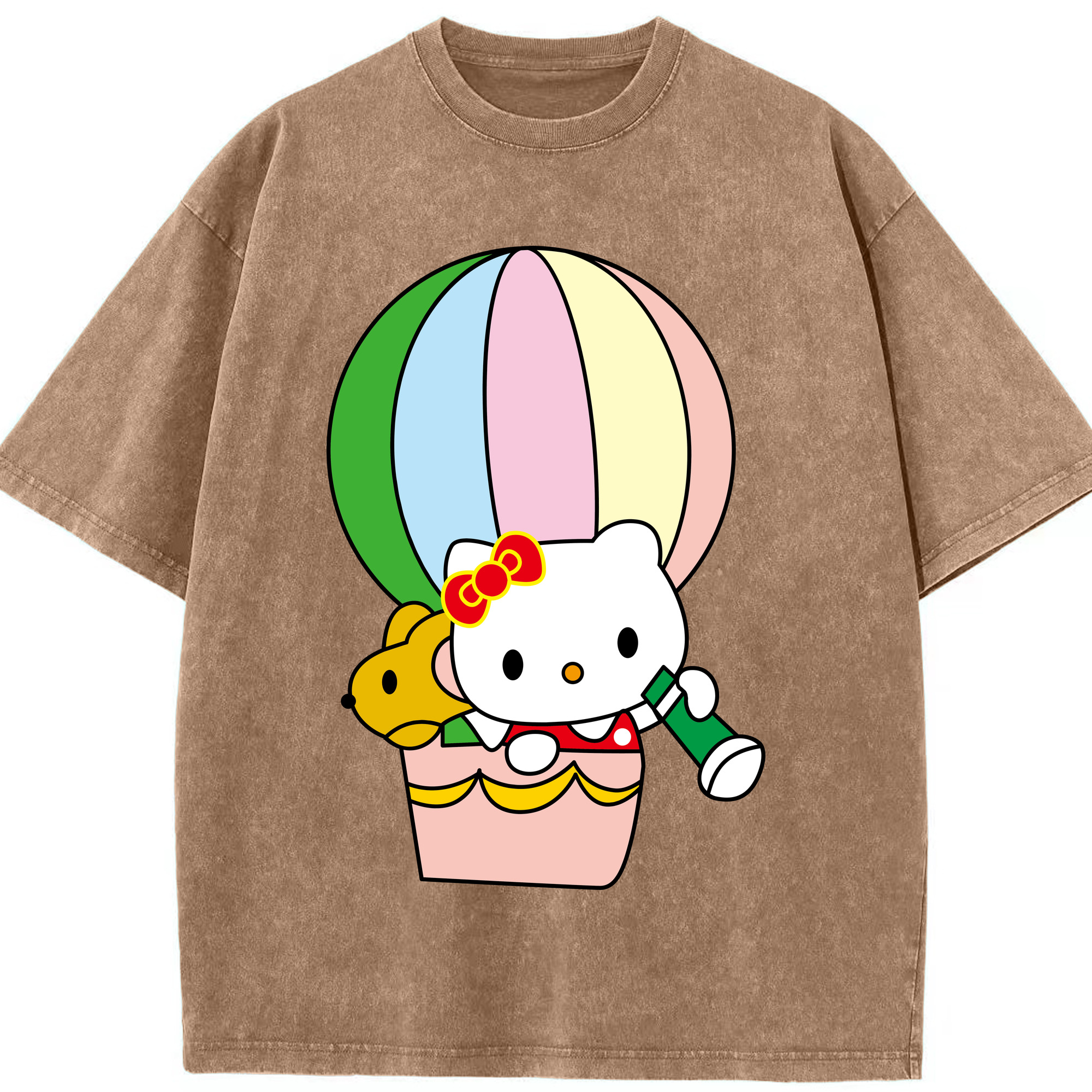 （画像用） Hello Kitty ハローキティ 綿100% ヴィンテージ風 半袖Tシャツ（フロントプリント）