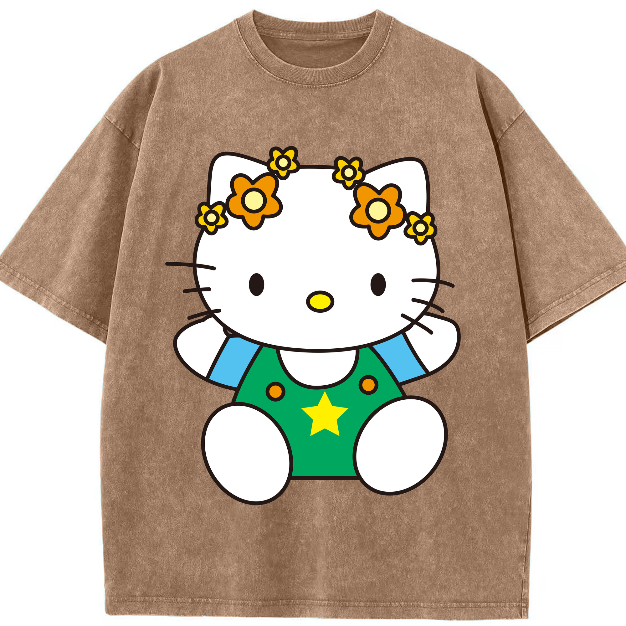 （画像用） Hello Kitty ハローキティ 綿100% ヴィンテージ風 半袖Tシャツ（フロントプリント）