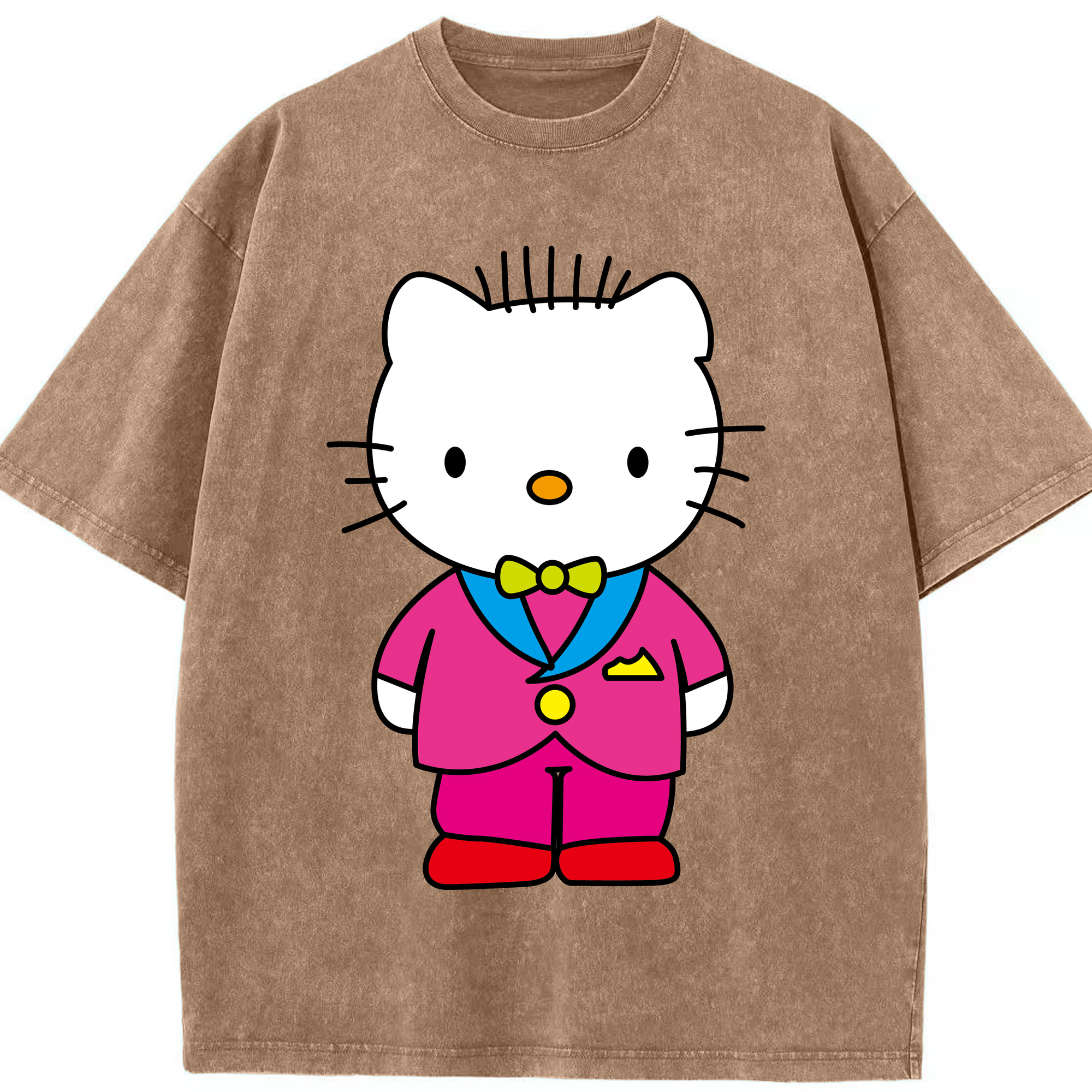 （画像用） Hello Kitty ハローキティ 綿100% ヴィンテージ風 半袖Tシャツ（フロントプリント）