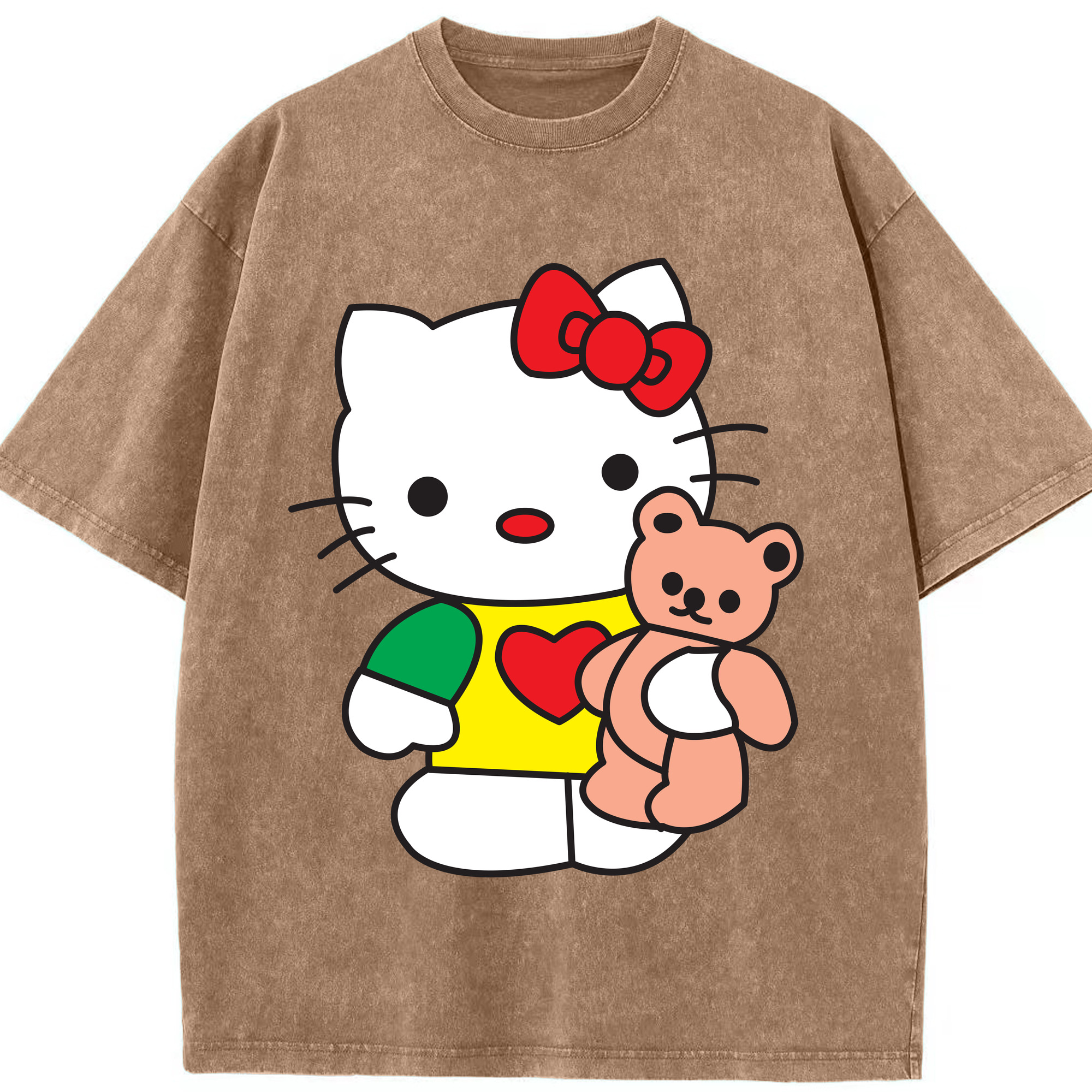 （画像用） Hello Kitty ハローキティ 綿100% ヴィンテージ風 半袖Tシャツ（フロントプリント）