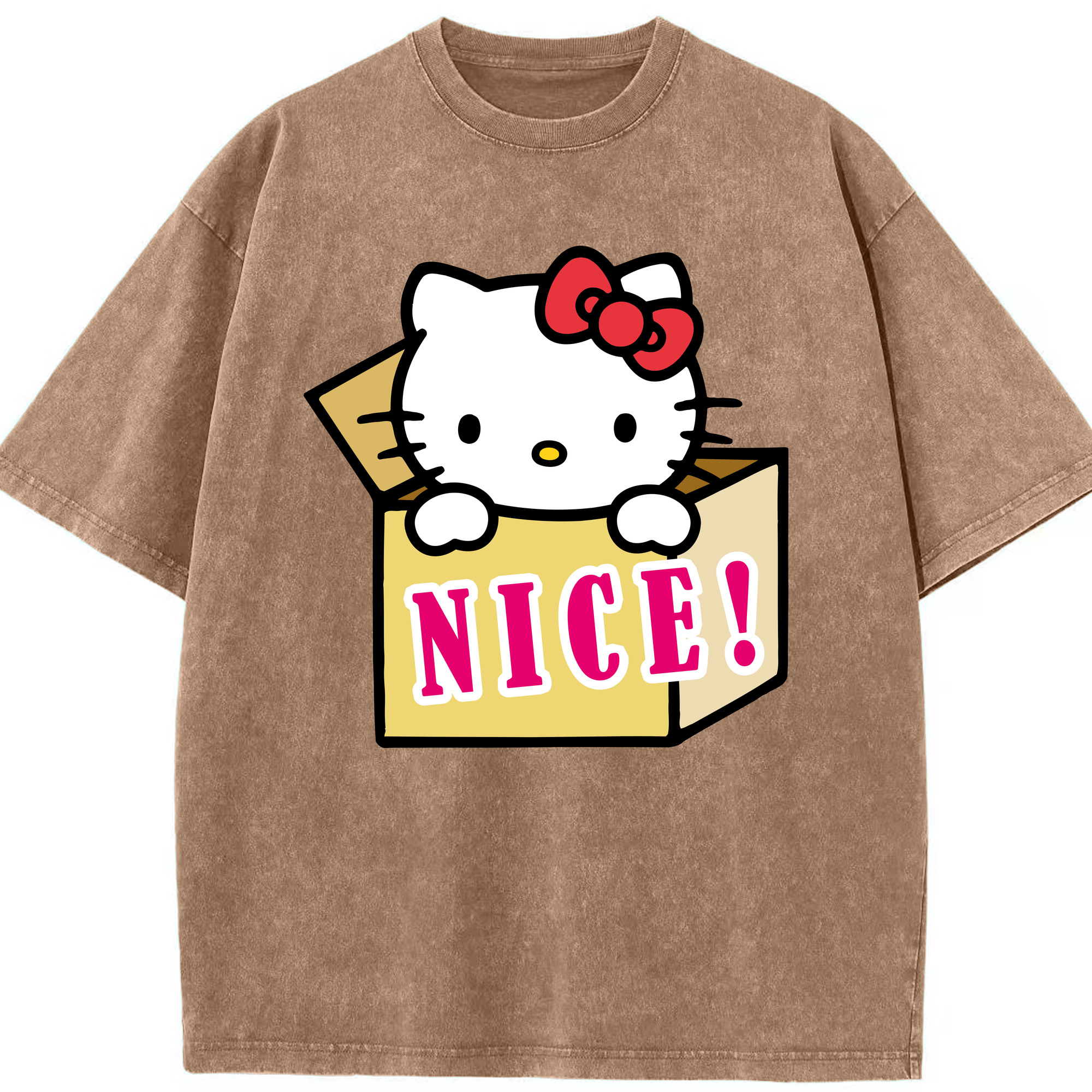 （画像用） Hello Kitty ハローキティ 綿100% ヴィンテージ風 半袖Tシャツ（フロントプリント）