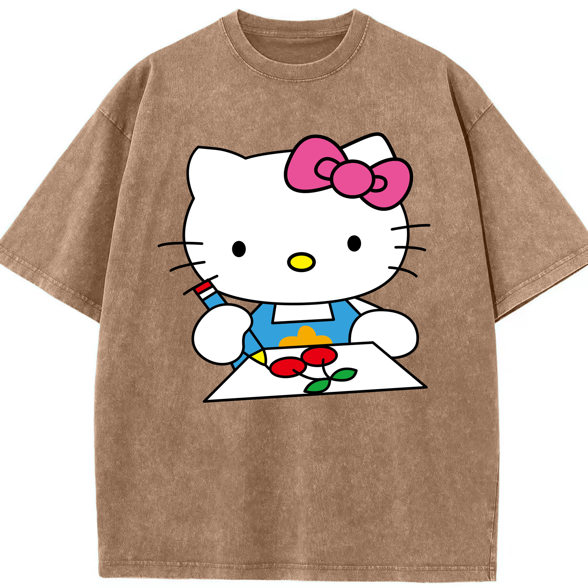 （画像用） Hello Kitty ハローキティ 綿100% ヴィンテージ風 半袖Tシャツ（フロントプリント）