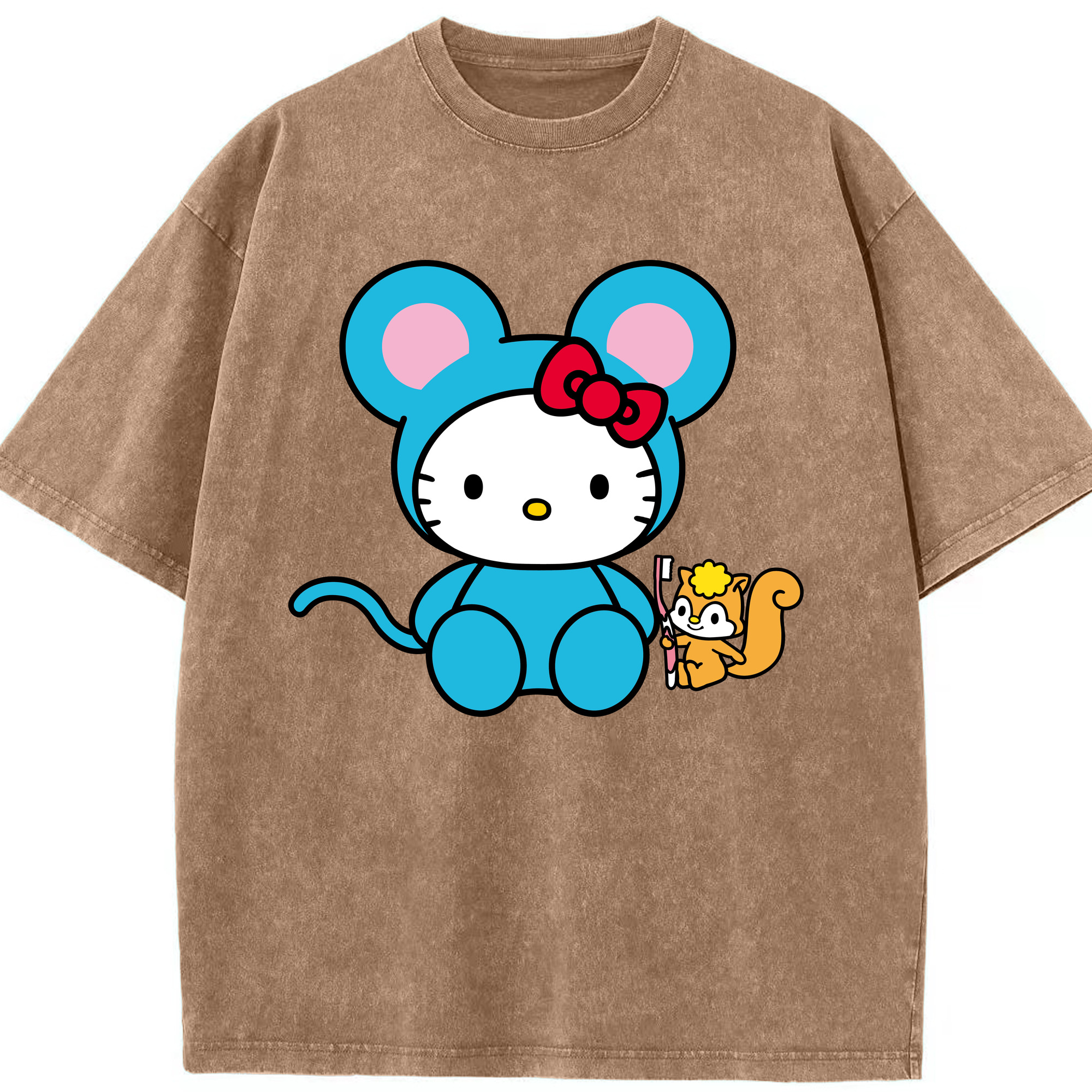 （画像用） Hello Kitty ハローキティ 綿100% ヴィンテージ風 半袖Tシャツ（フロントプリント）