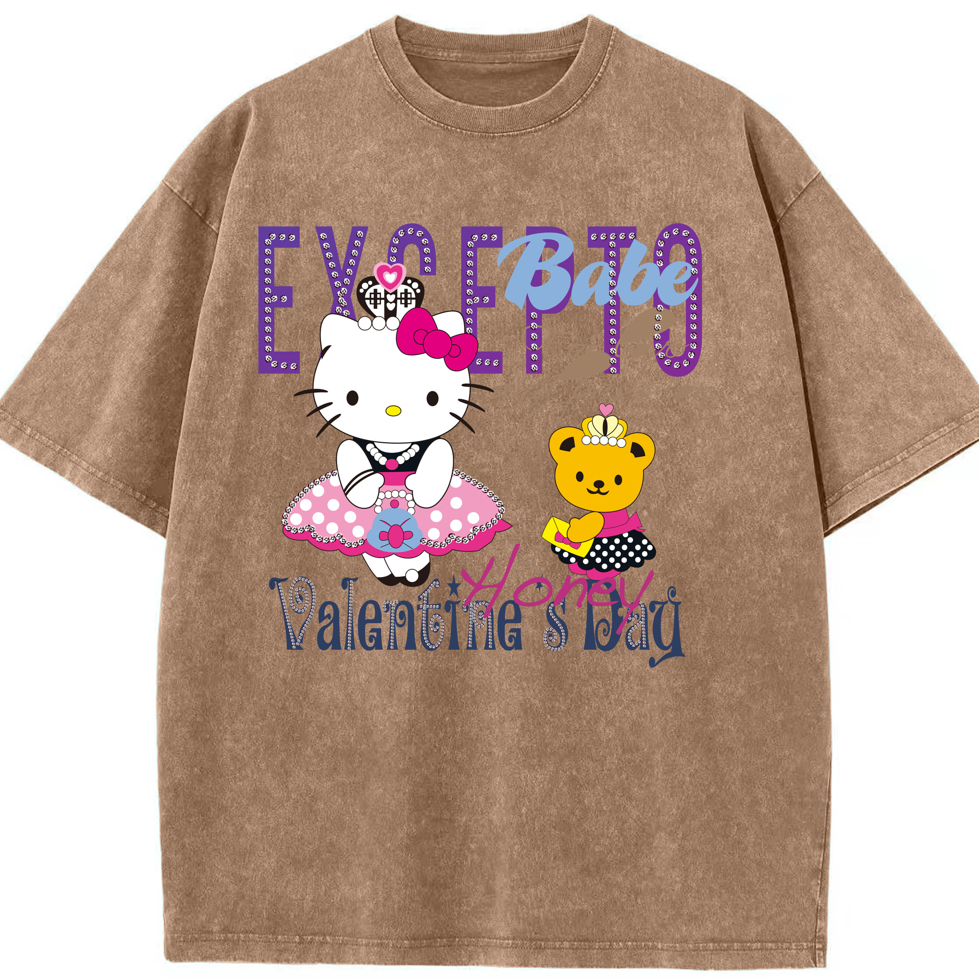 （画像用） Hello Kitty ハローキティ 綿100% ヴィンテージ風 半袖Tシャツ（フロントプリント）