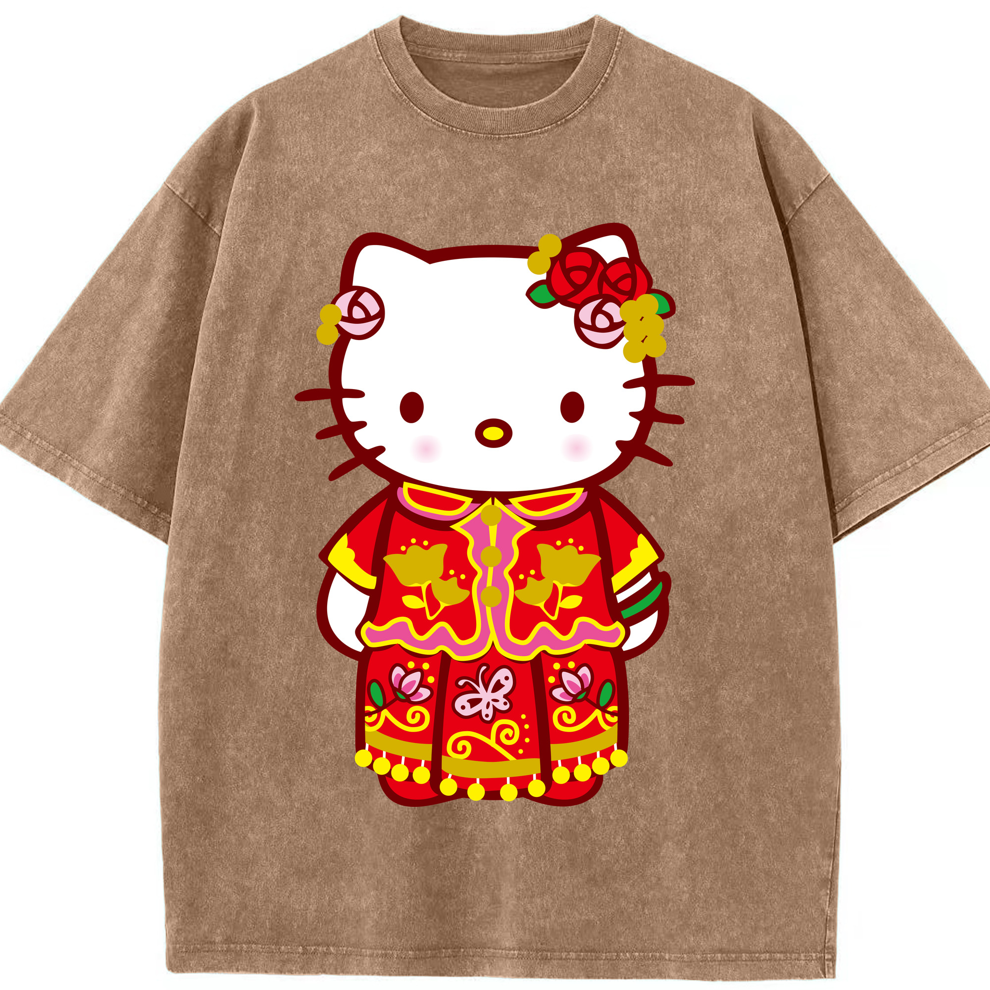 （画像用） Hello Kitty ハローキティ 綿100% ヴィンテージ風 半袖Tシャツ（フロントプリント）