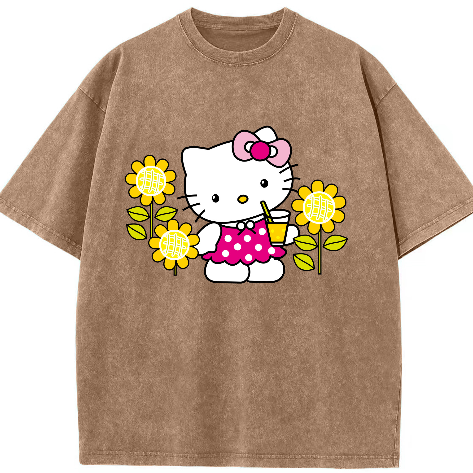 （画像用） Hello Kitty ハローキティ 綿100% ヴィンテージ風 半袖Tシャツ（フロントプリント）