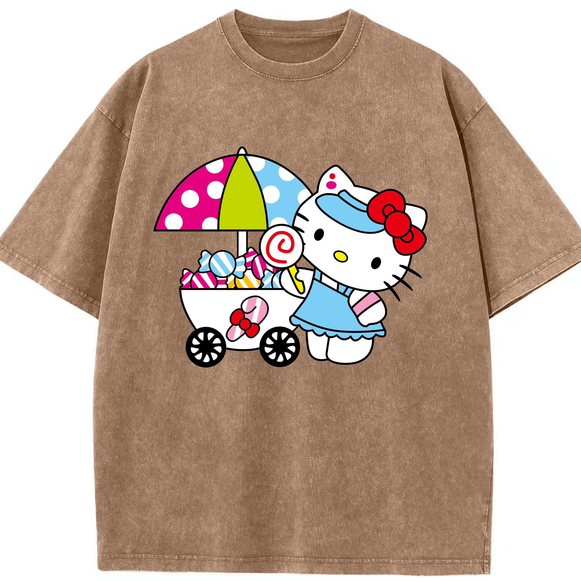 （画像用） Hello Kitty ハローキティ 綿100% ヴィンテージ風 半袖Tシャツ（フロントプリント）