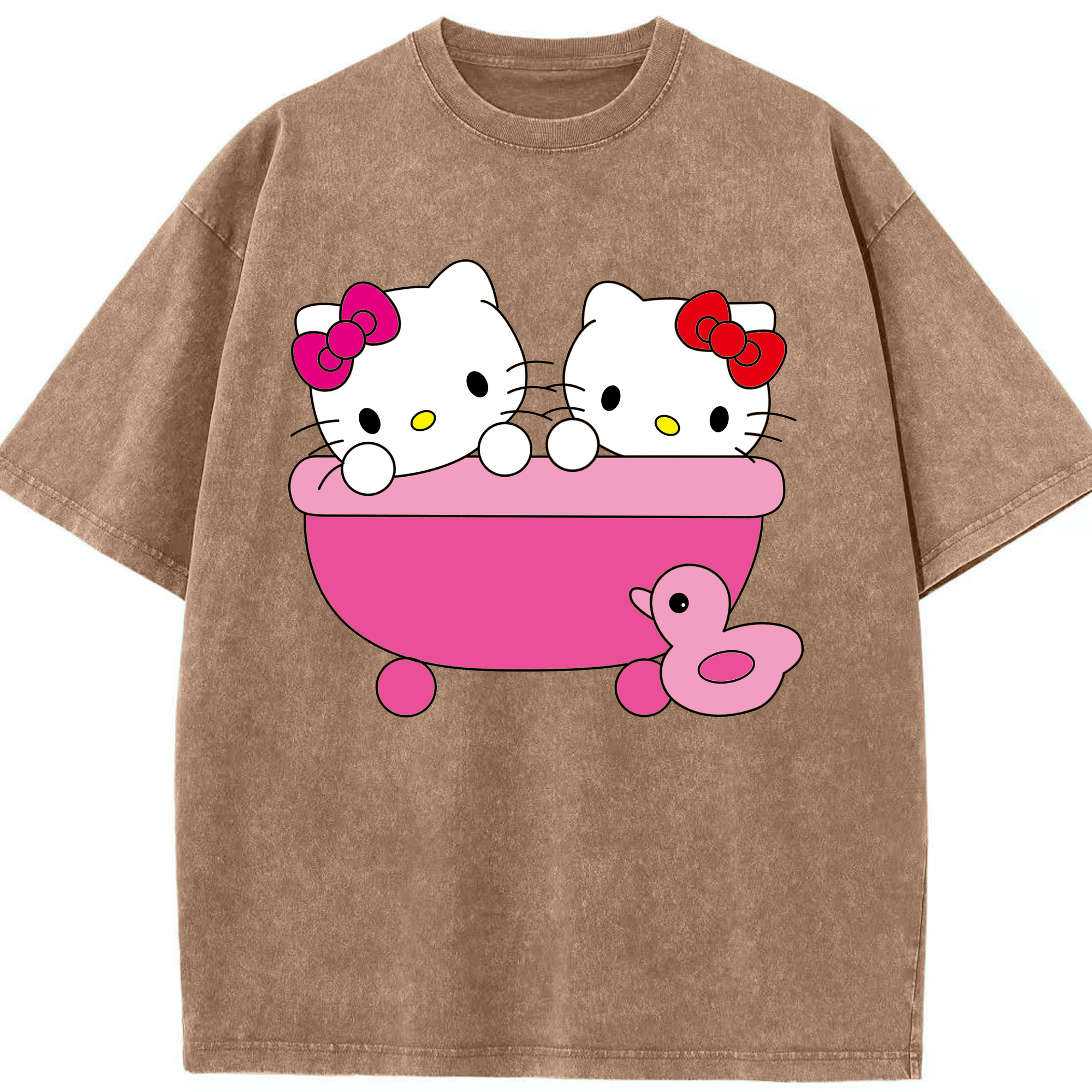 （画像用） Hello Kitty ハローキティ 綿100% ヴィンテージ風 半袖Tシャツ（フロントプリント）