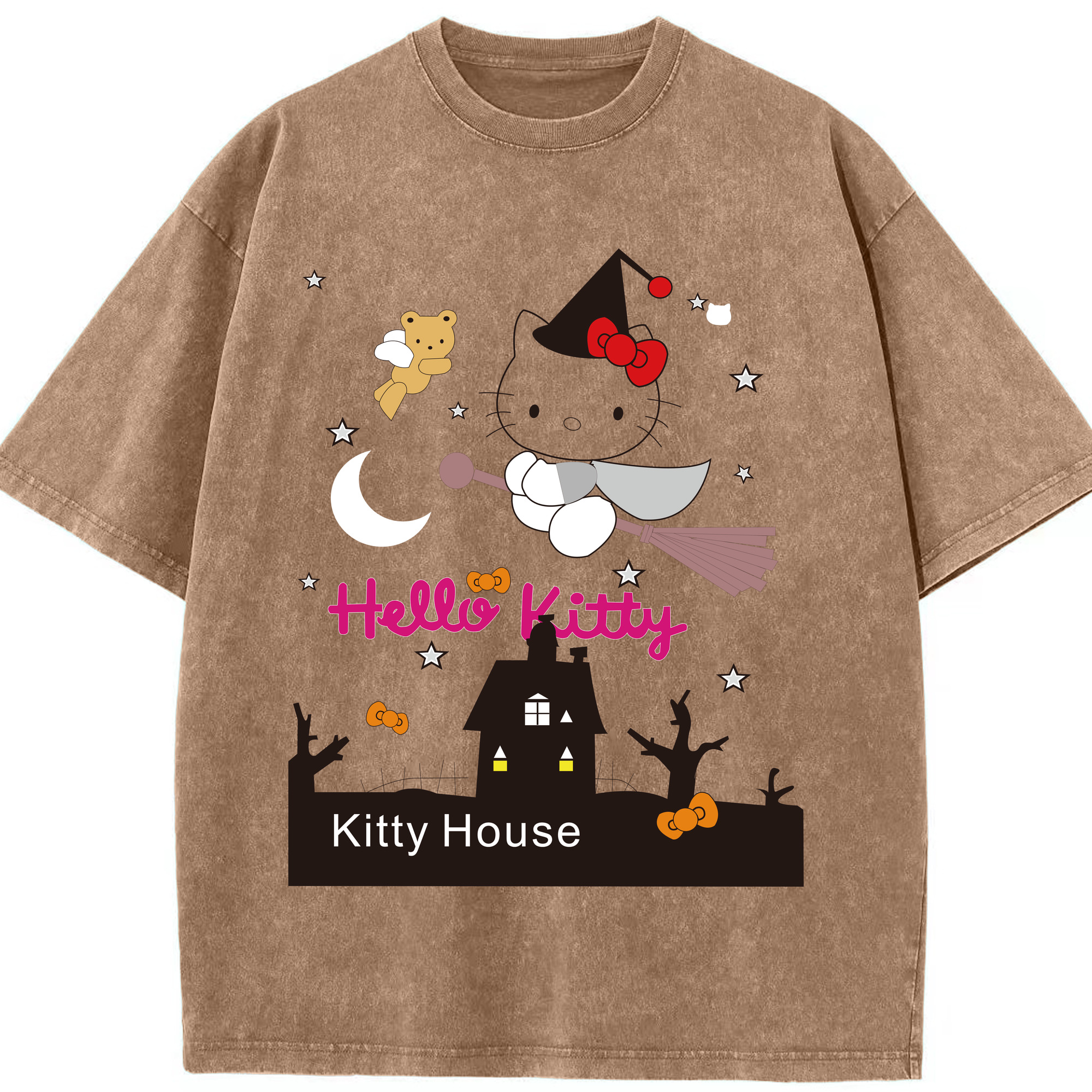 （画像用） Hello Kitty ハローキティ 綿100% ヴィンテージ風 半袖Tシャツ（フロントプリント）
