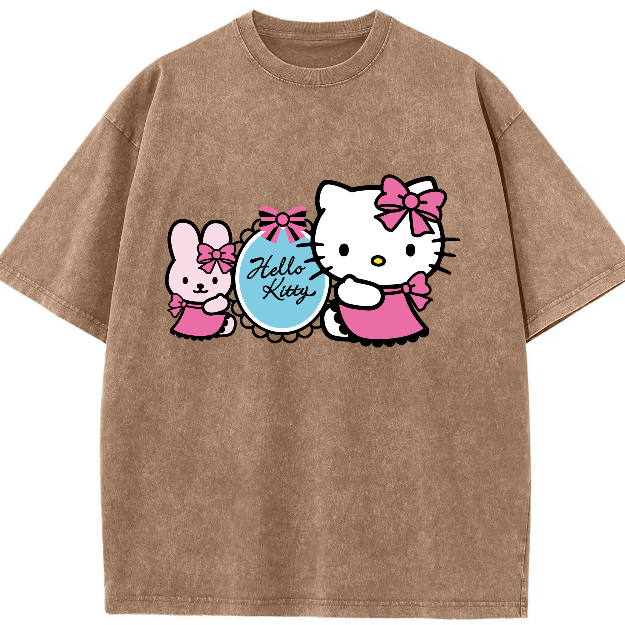 （画像用） Hello Kitty ハローキティ 綿100% ヴィンテージ風 半袖Tシャツ（フロントプリント）