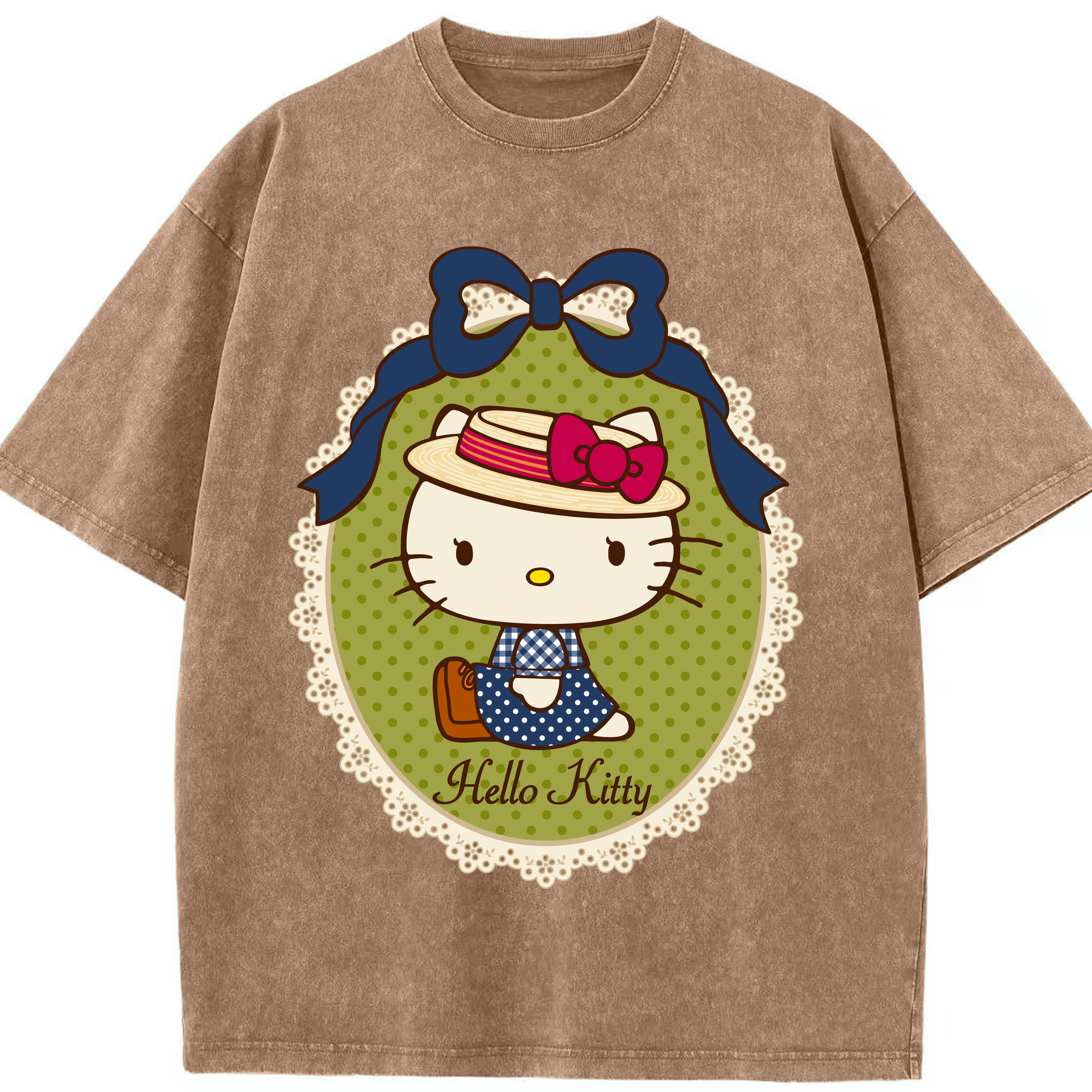 （画像用） Hello Kitty ハローキティ 綿100% ヴィンテージ風 半袖Tシャツ（フロントプリント）