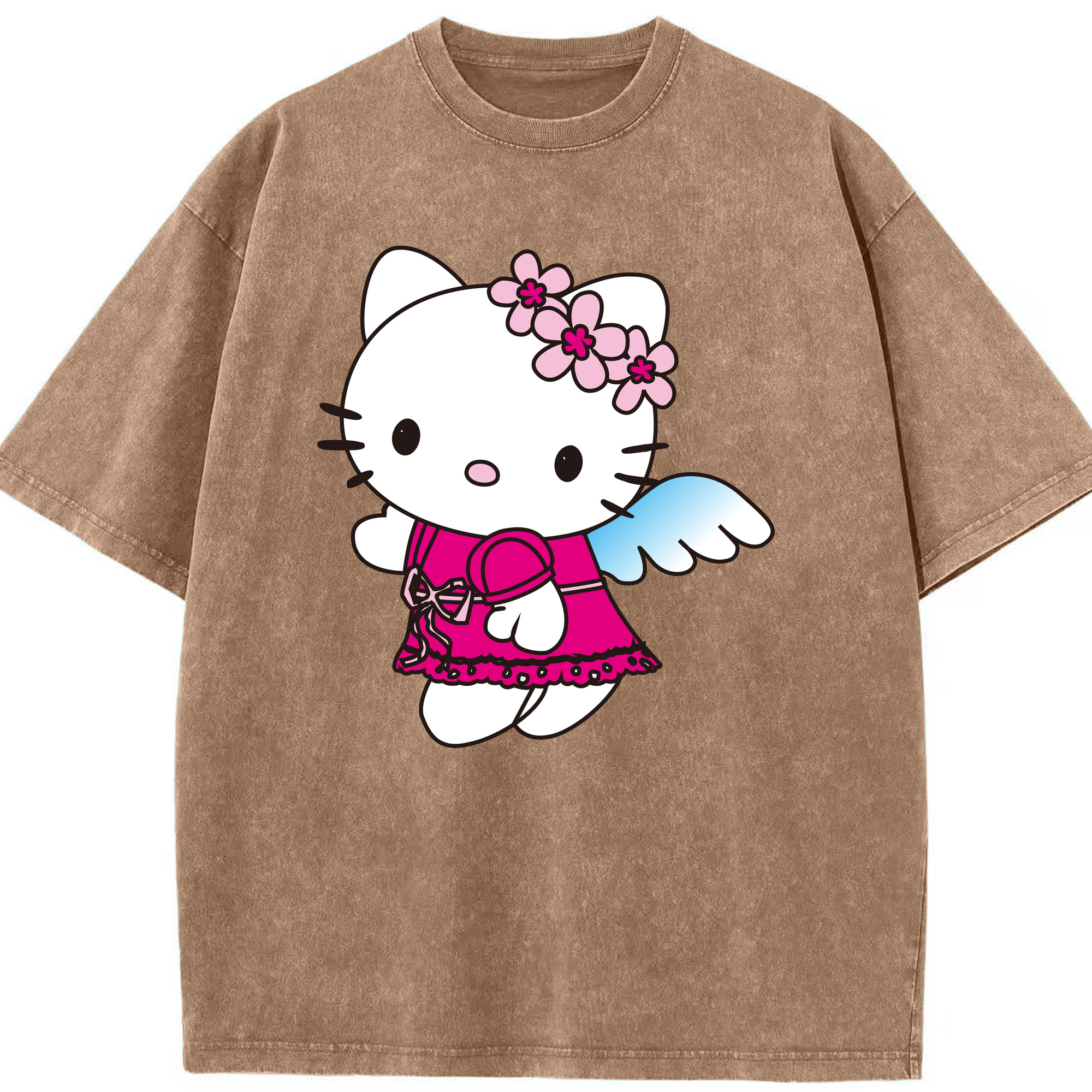 （画像用） Hello Kitty ハローキティ 綿100% ヴィンテージ風 半袖Tシャツ（フロントプリント）