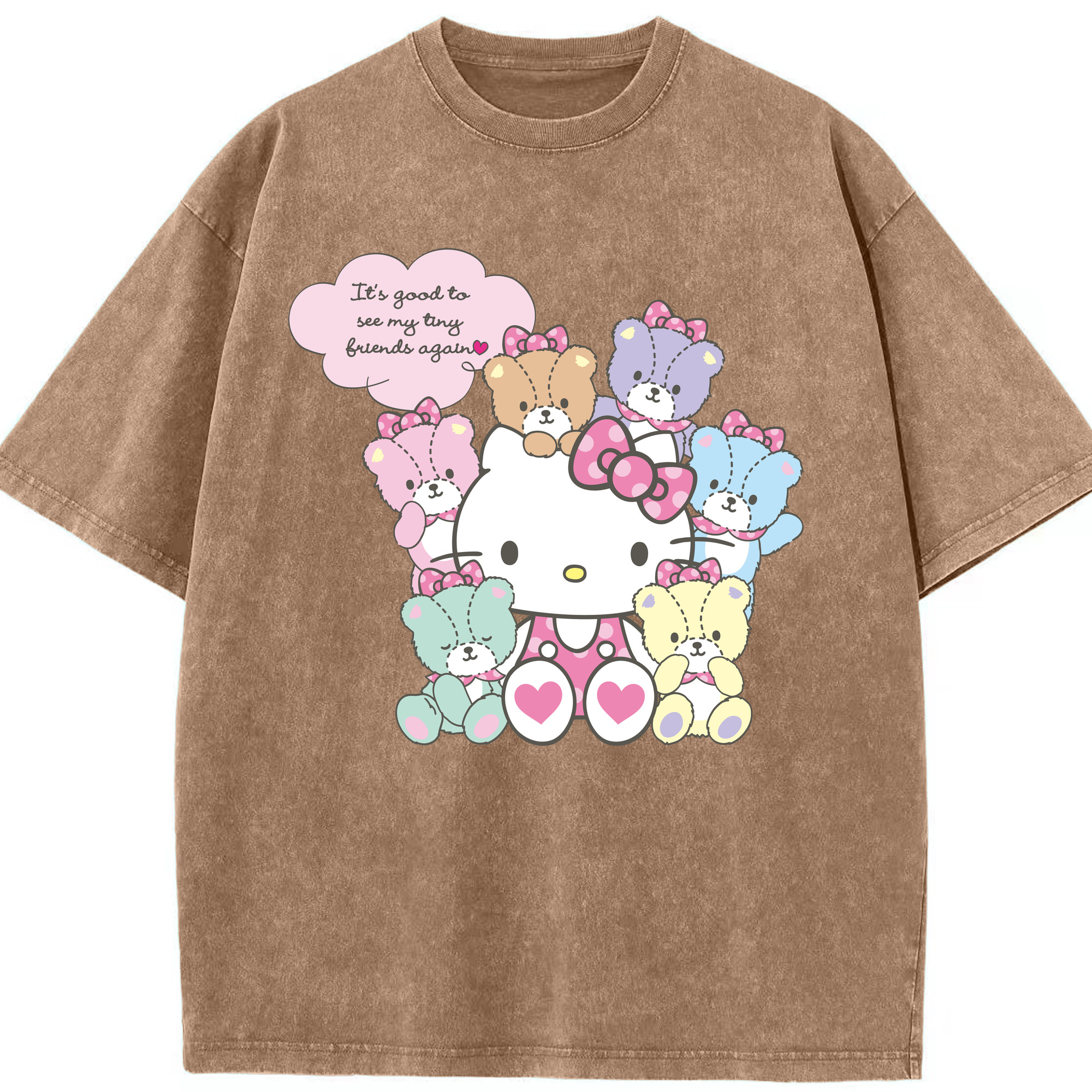 （画像用） Hello Kitty ハローキティ 綿100% ヴィンテージ風 半袖Tシャツ（フロントプリント）