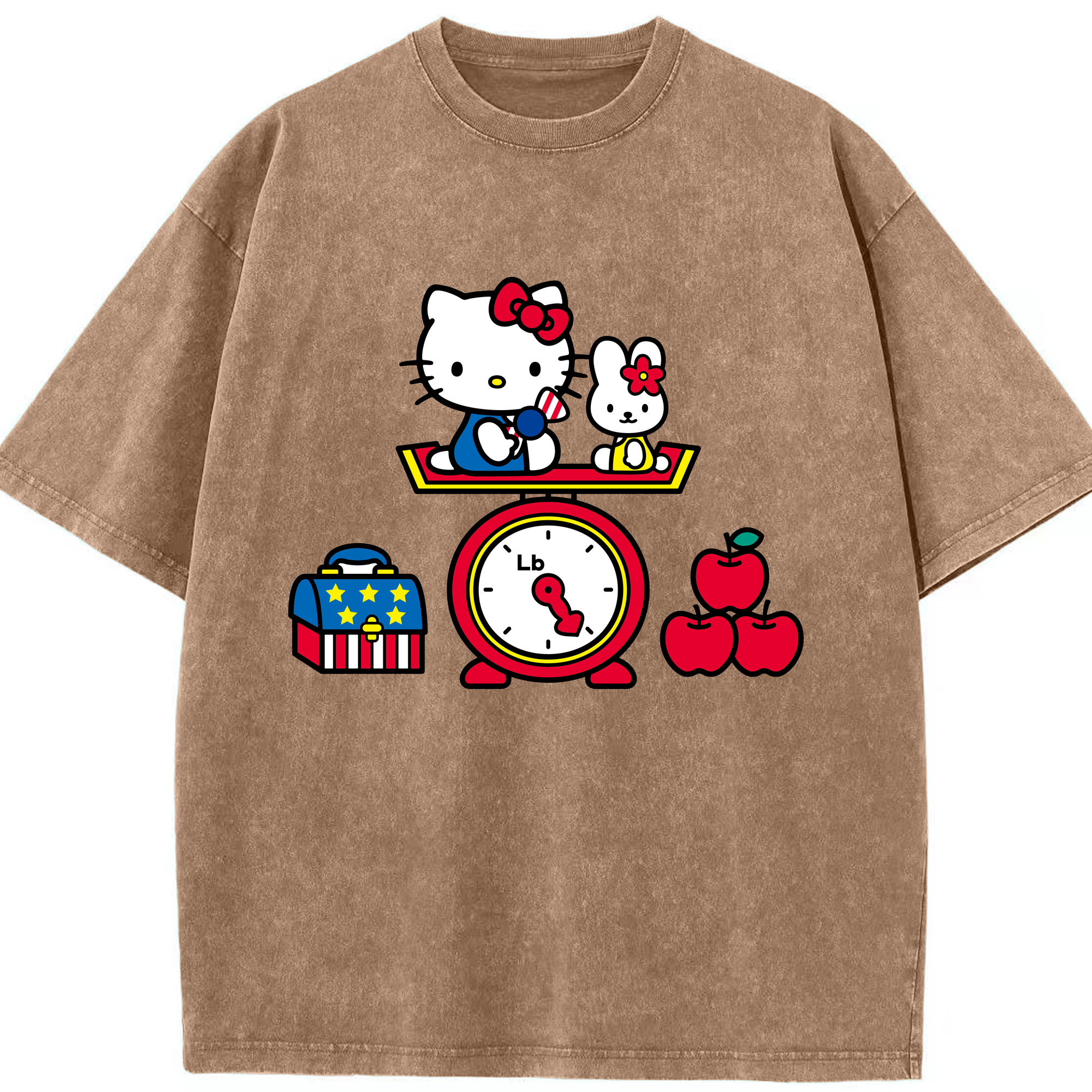 （画像用） Hello Kitty ハローキティ 綿100% ヴィンテージ風 半袖Tシャツ（フロントプリント）